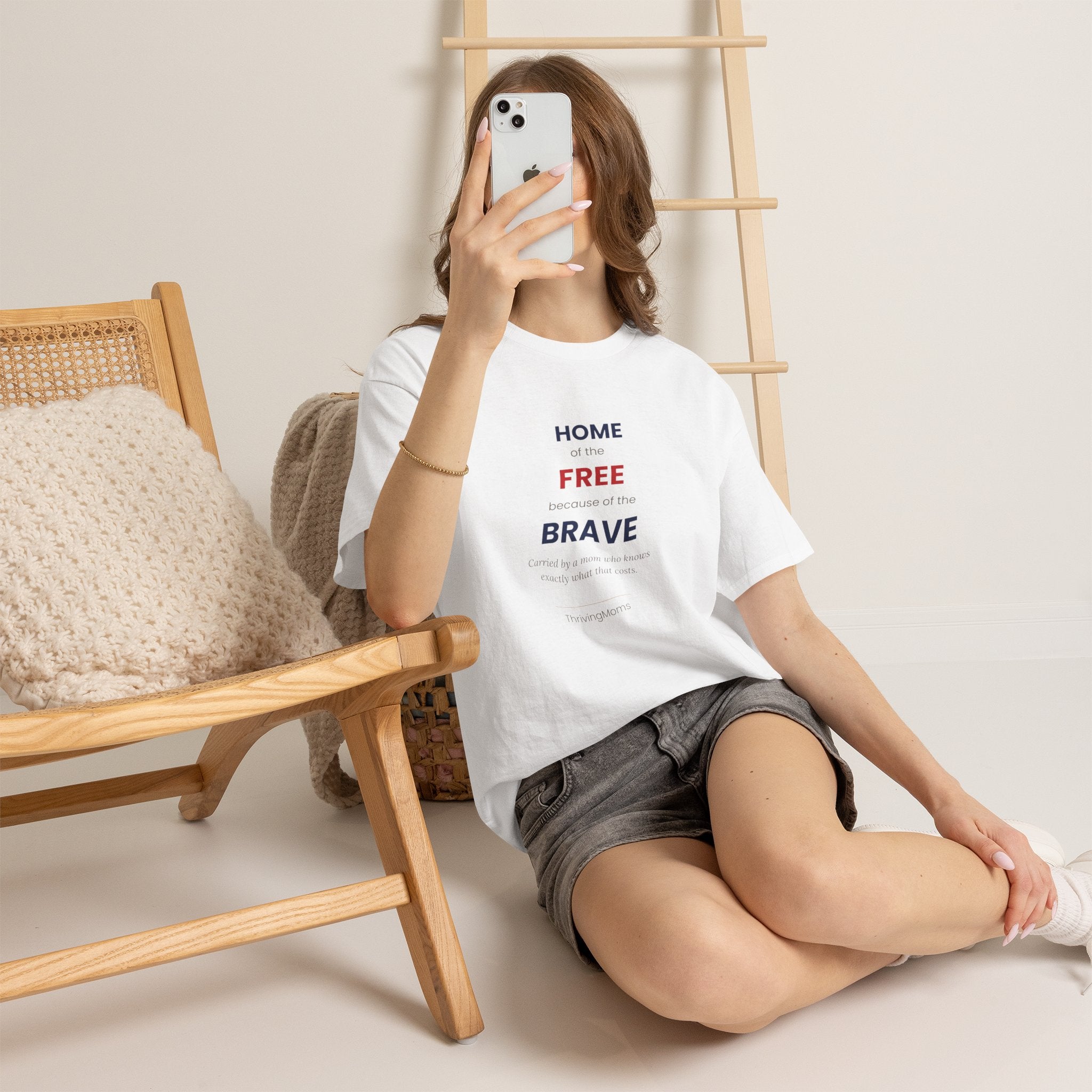 Home of the Free Because of the Brave T-Shirt in White — quiet patriotic pride — ThrivingMoms