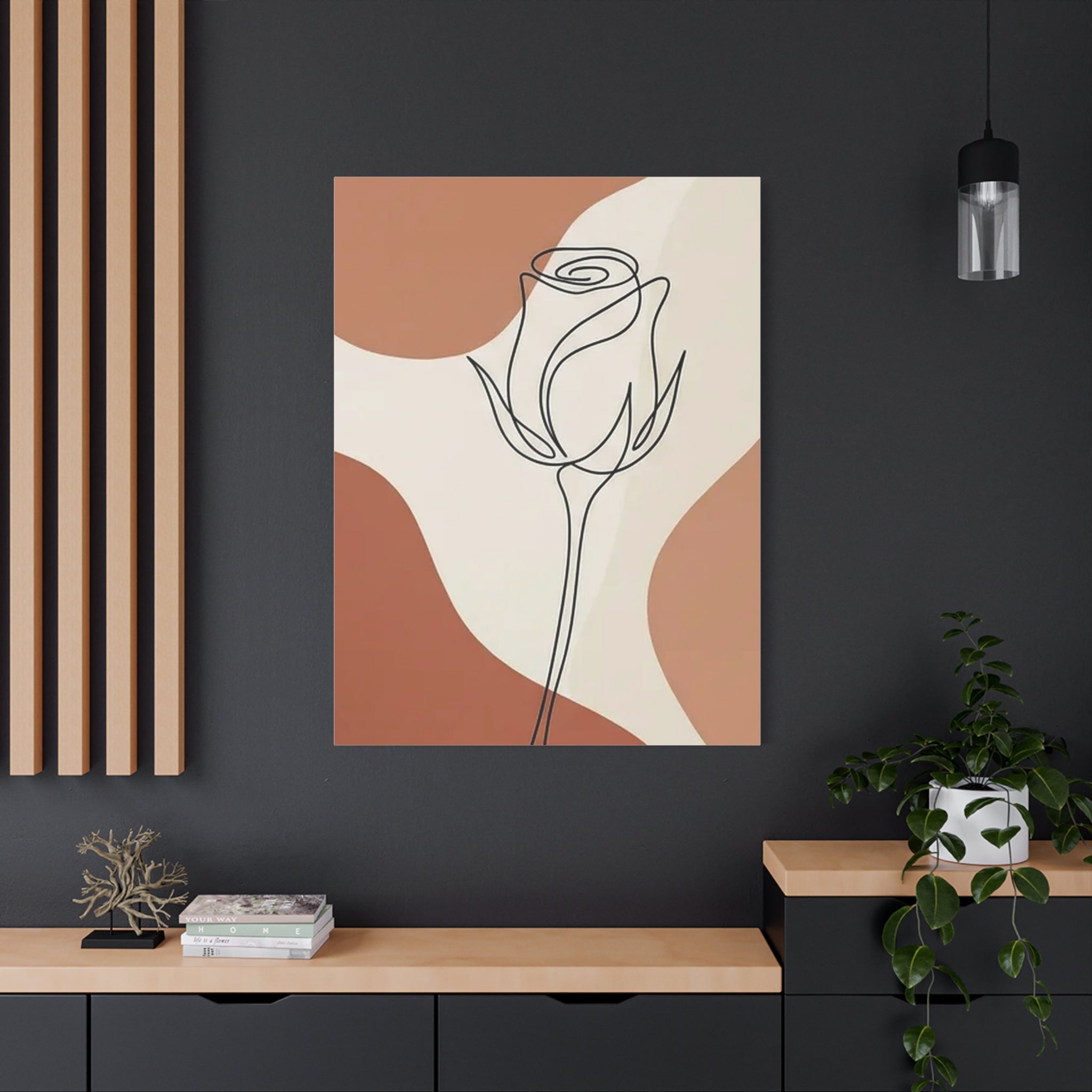 Rose Bud Terracotta Line Art