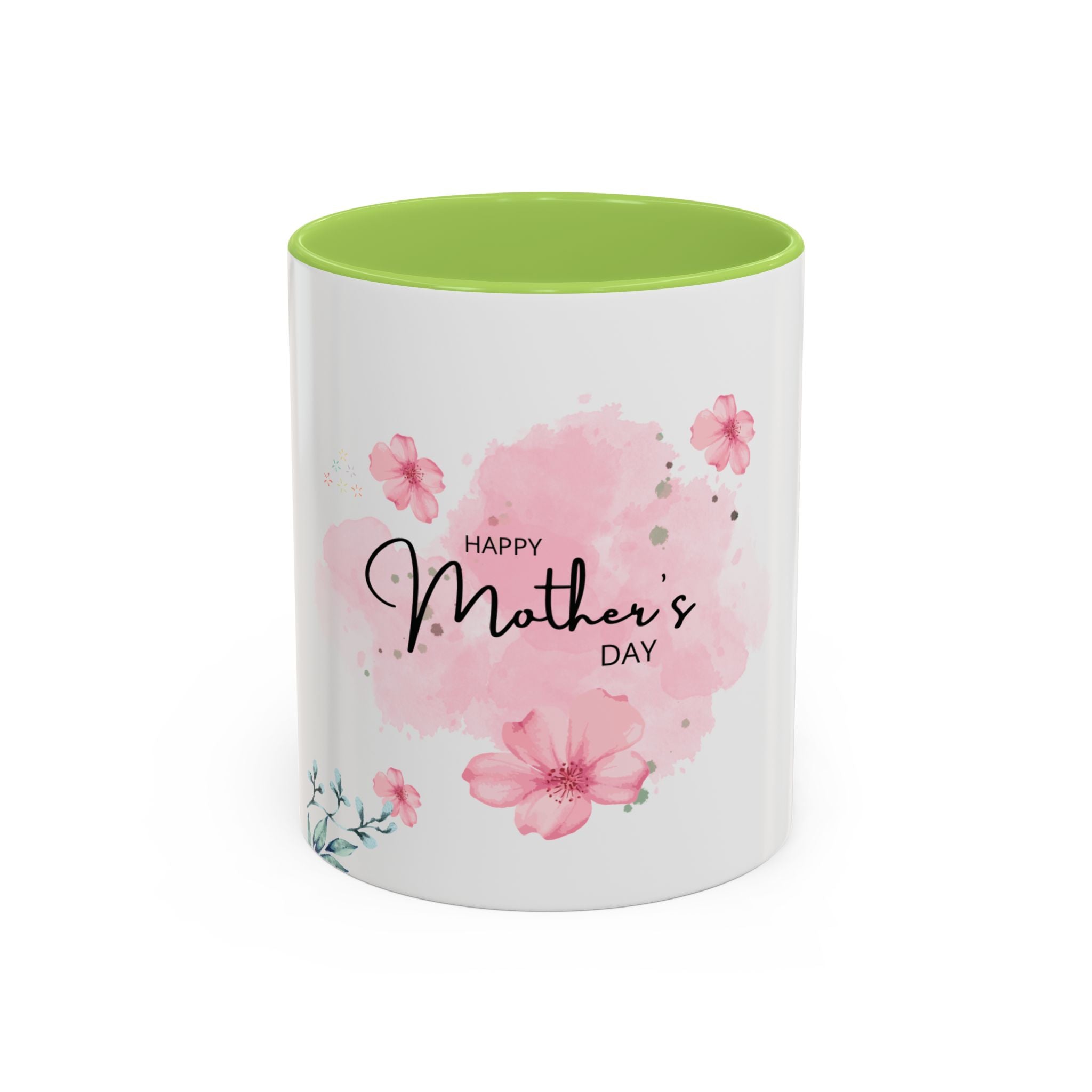 Mothers Day floral accent mug light green - mug - gift for mom