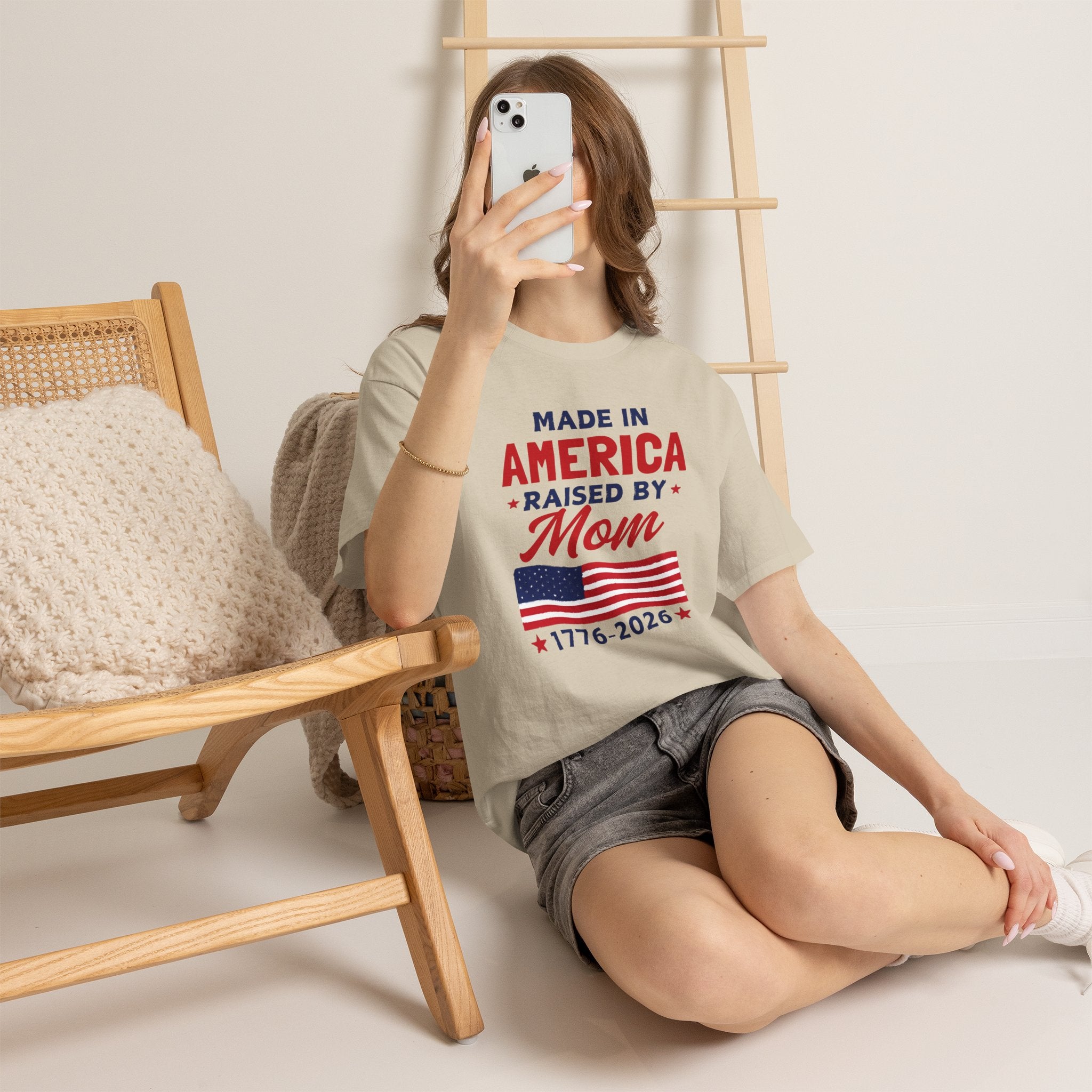 Made in America, Raised by Mom — Patriotic 4th of July T-Shirt