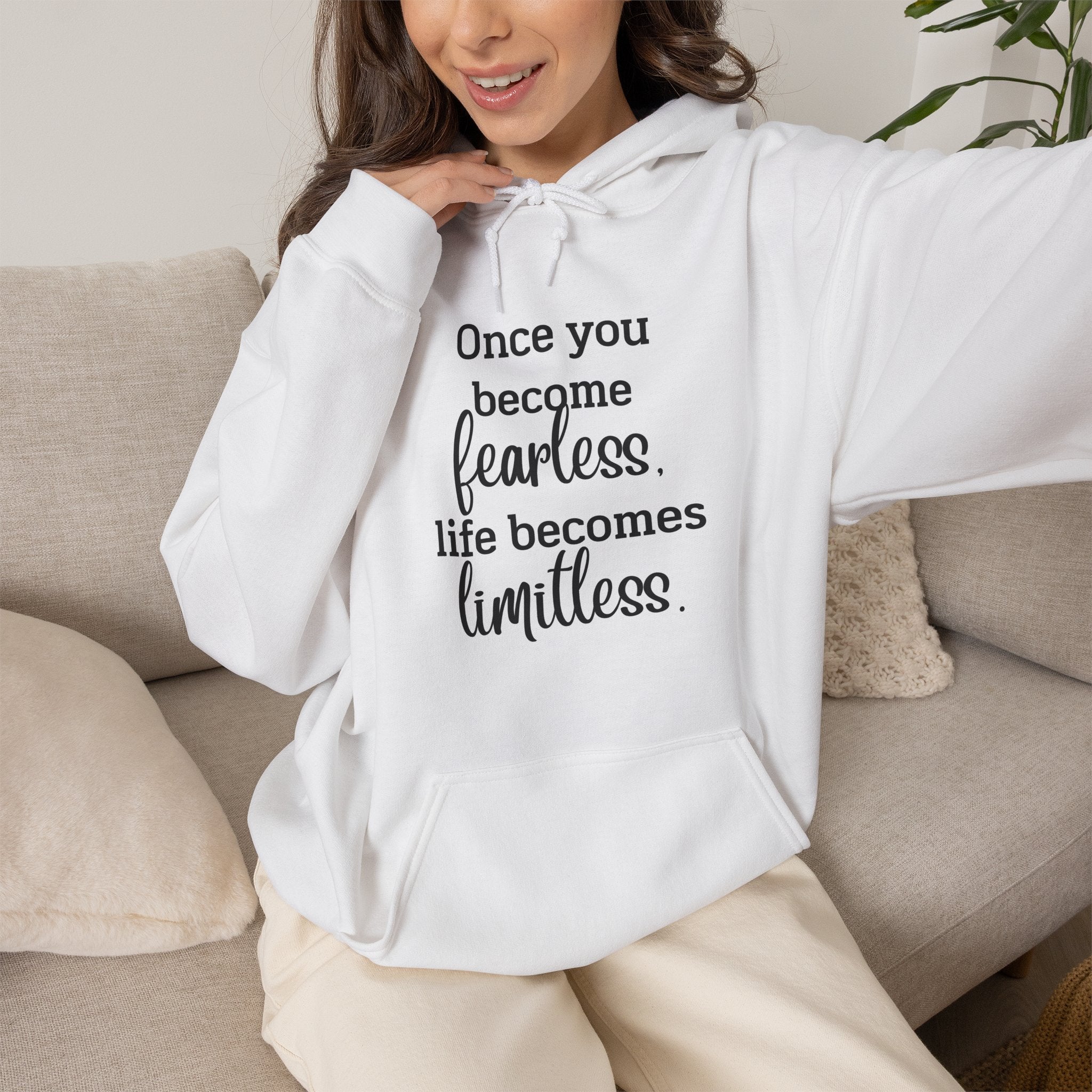 Fearless & Limitless Inspirational Hoodie — Motivational Quote Pullover for Women & Men
