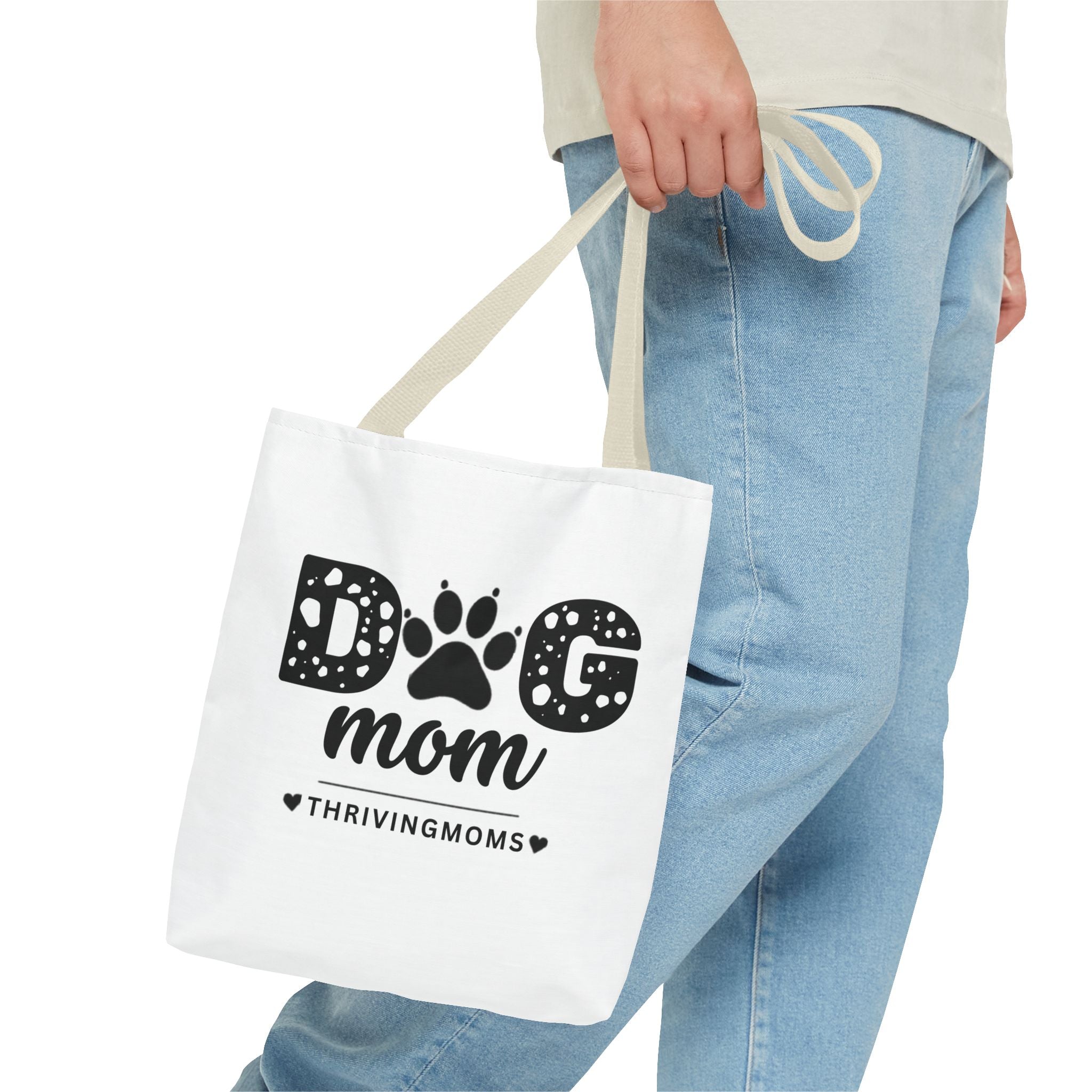 Dog Mom Tote Bag Beige — for the mom whose dog goes everywhere with her — ThrivingMoms