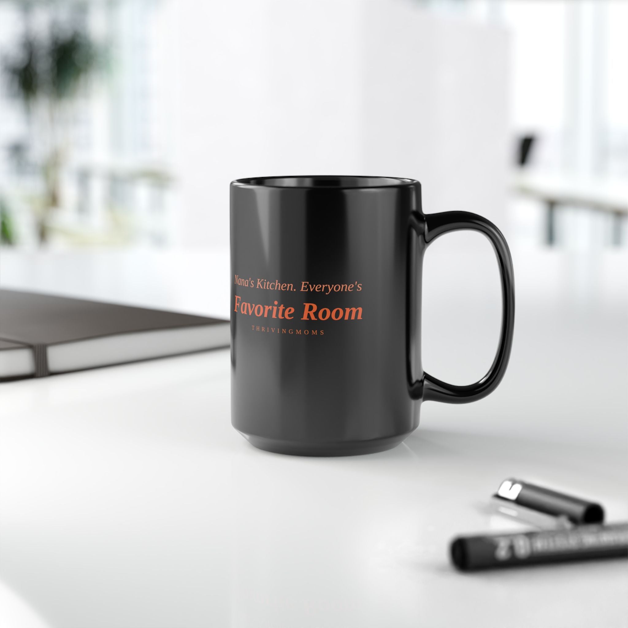 Nana's Kitchen, Everyone's Favorite Room — Black Ceramic Mug