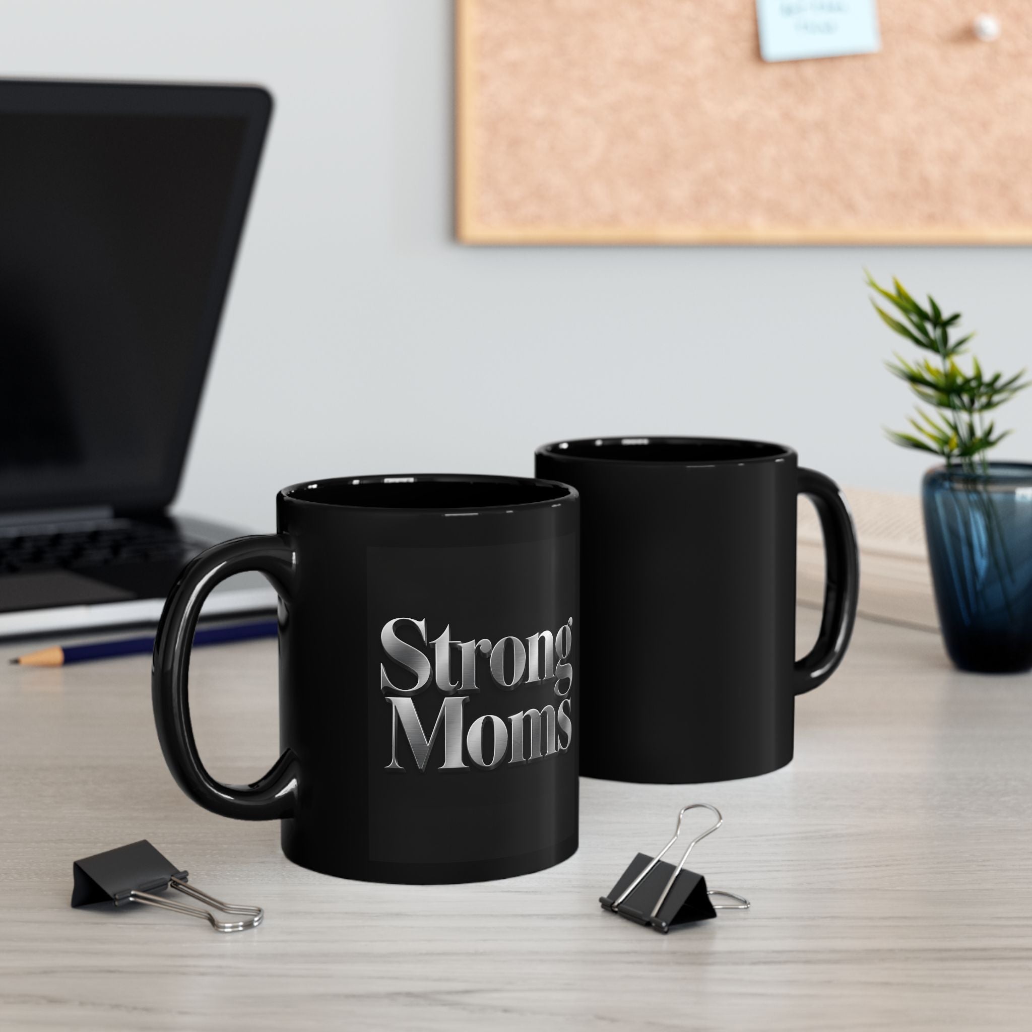 Strong Mom — Black Ceramic Mug