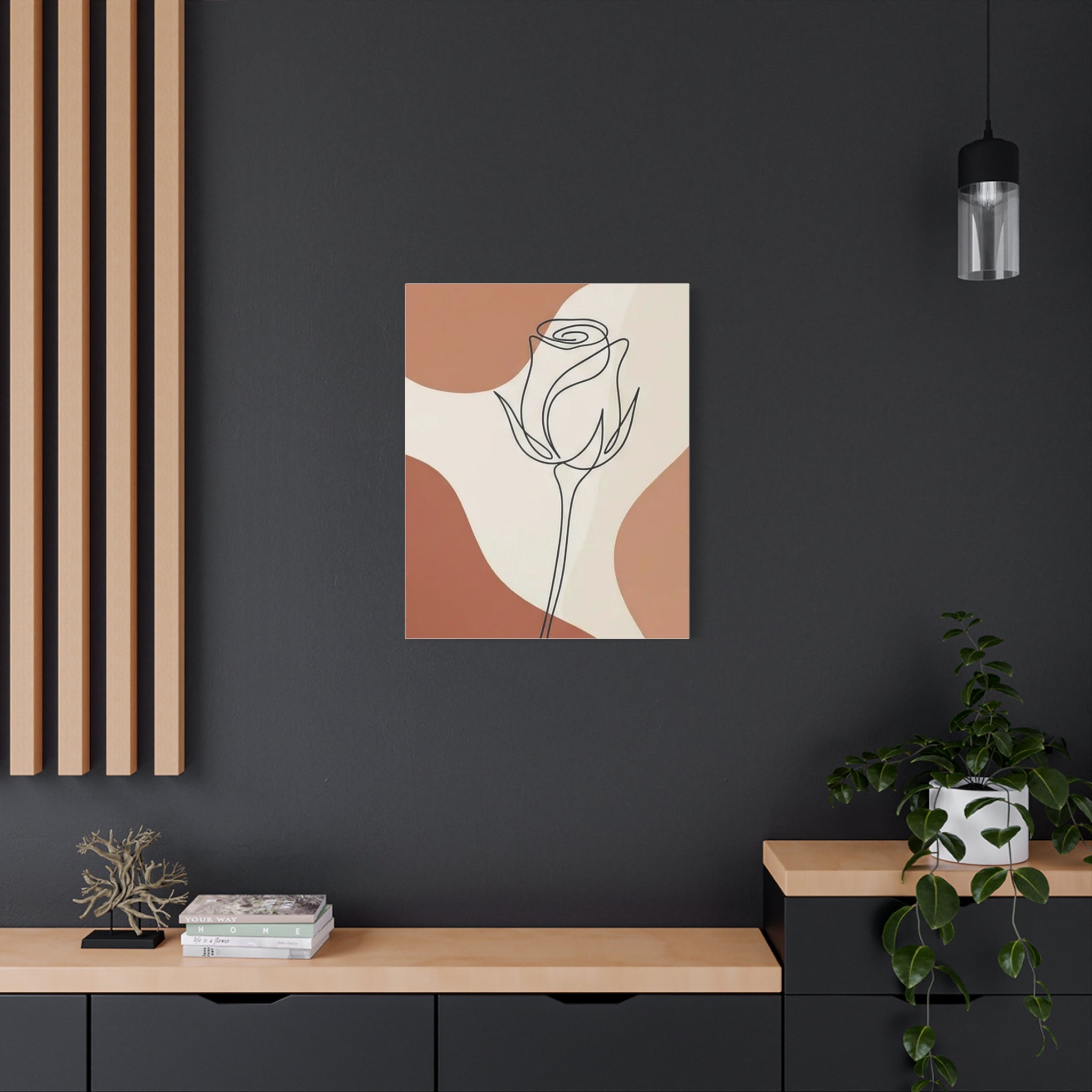Rose Bud Terracotta Line Art