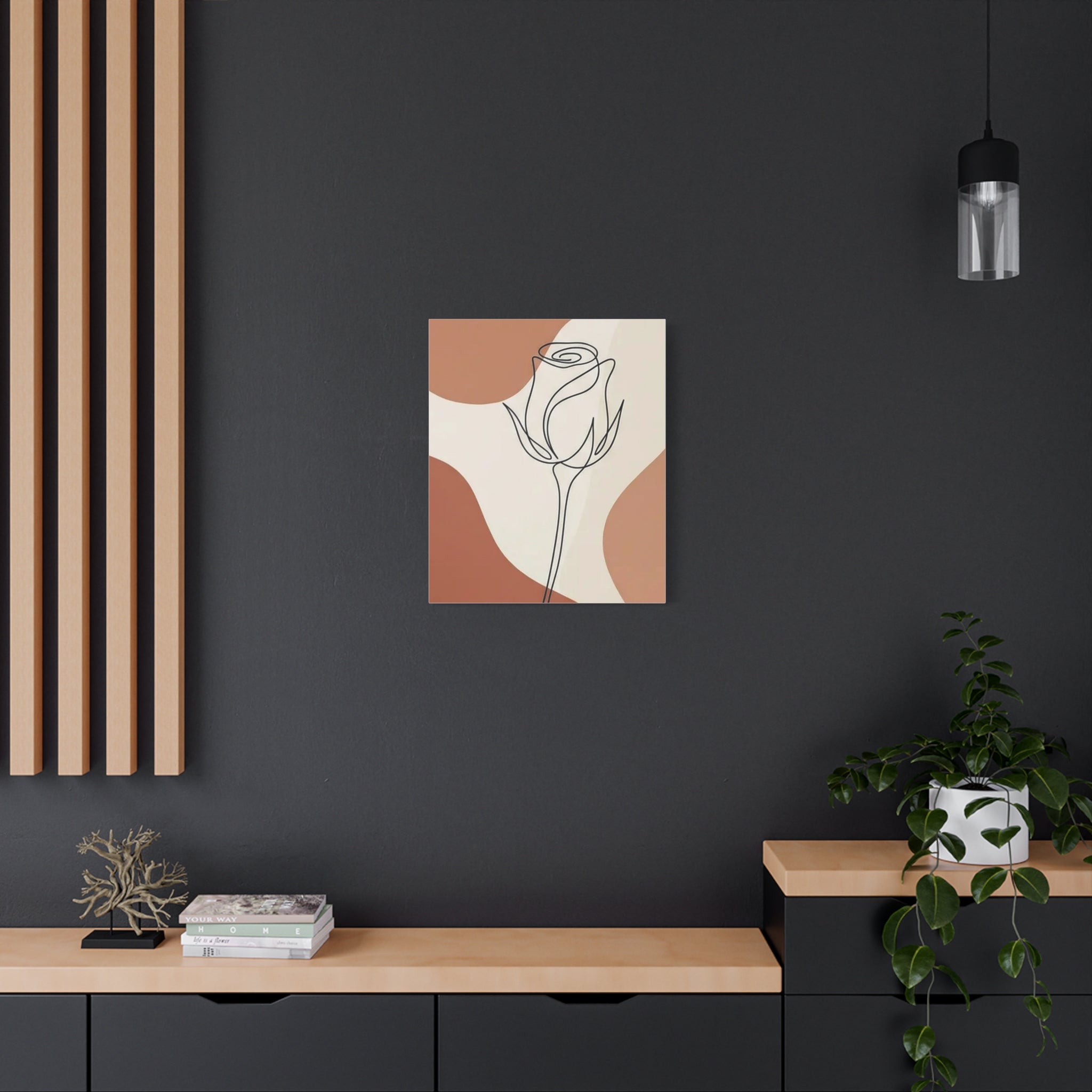 Rose Bud Terracotta Line Art