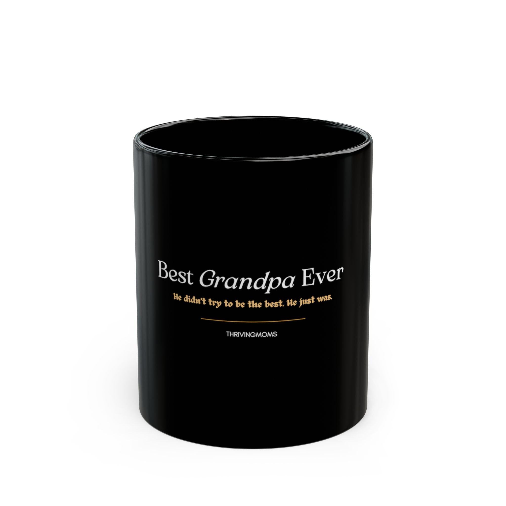 Best Grandpa Ever Black Mug in cozy autumn setting — for the grandpa who's earned every morning — ThrivingMoms