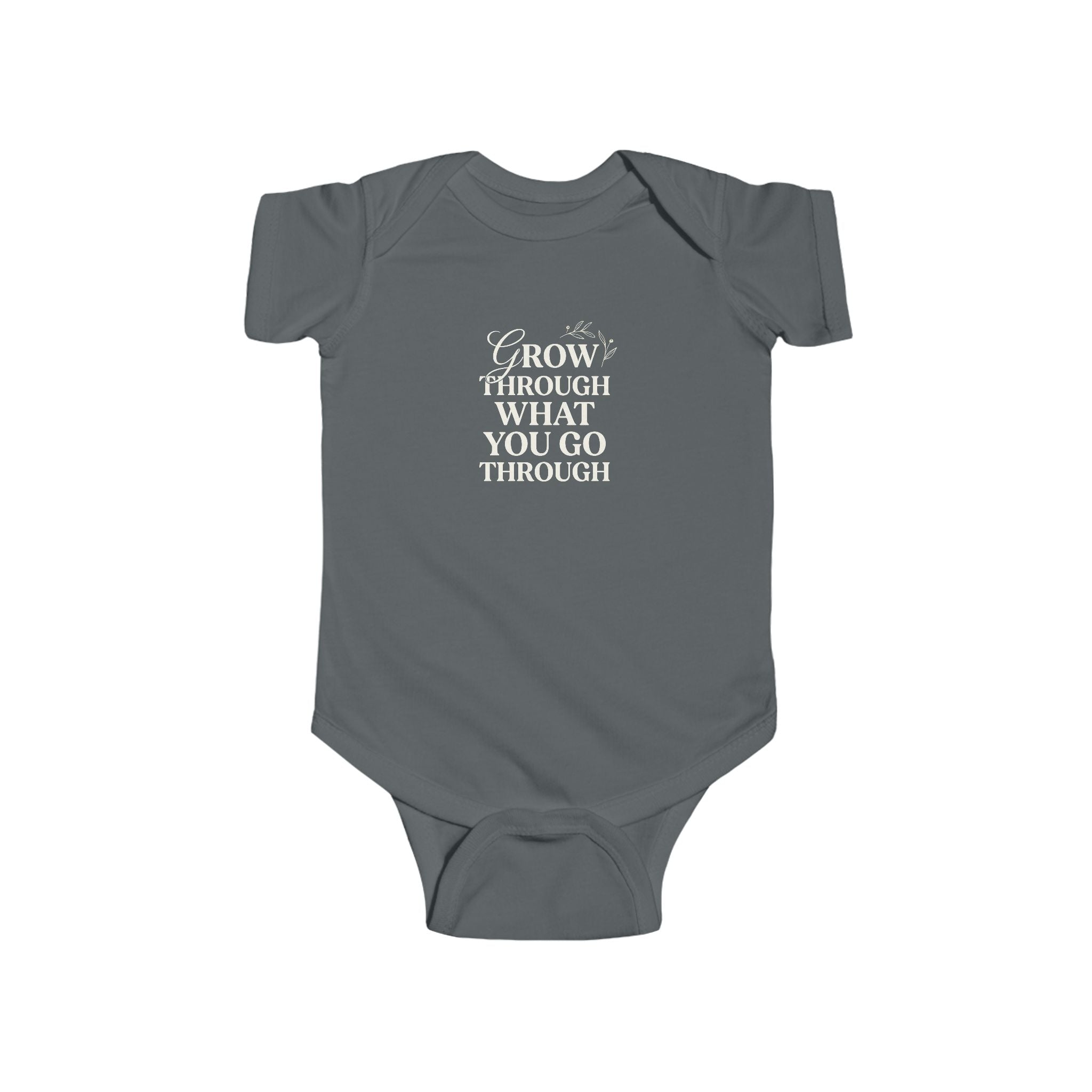 Grow Through What You Go Through baby bodysuit charcoal - bodysuit - cute new mom gift