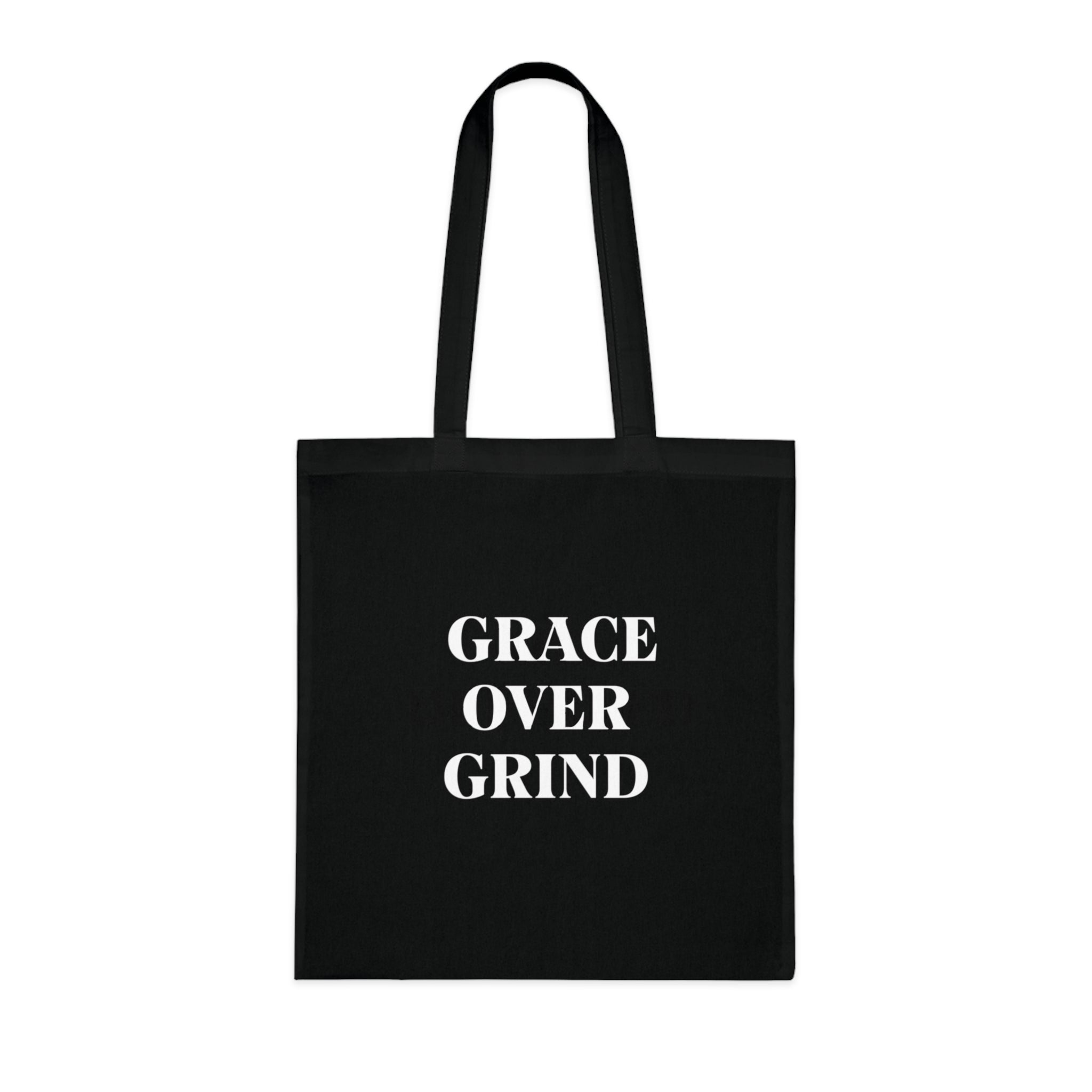 Grace Over Grind Tote Bag in Black — for the mom who stopped pushing through everything — ThrivingMoms