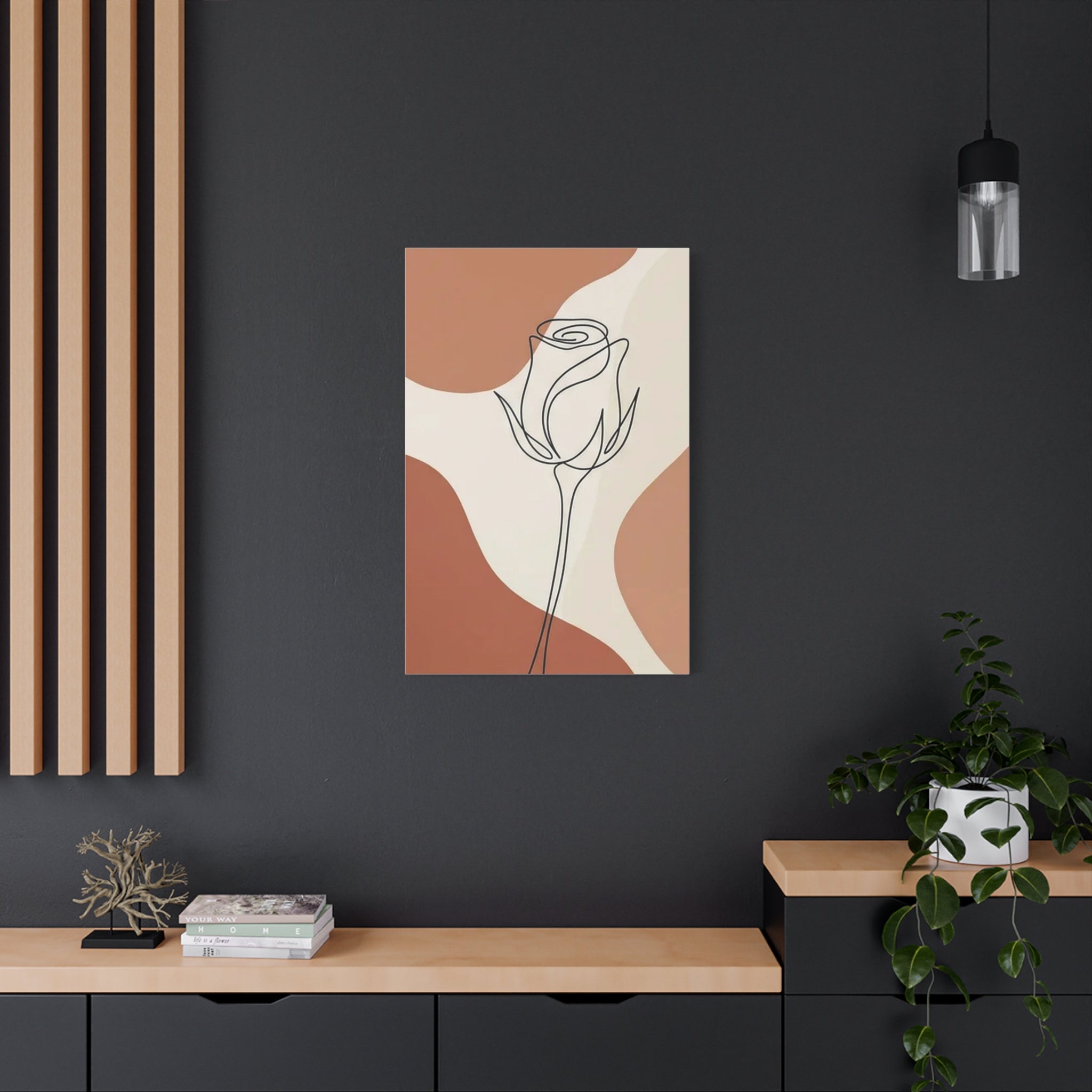 Rose Bud Terracotta Line Art