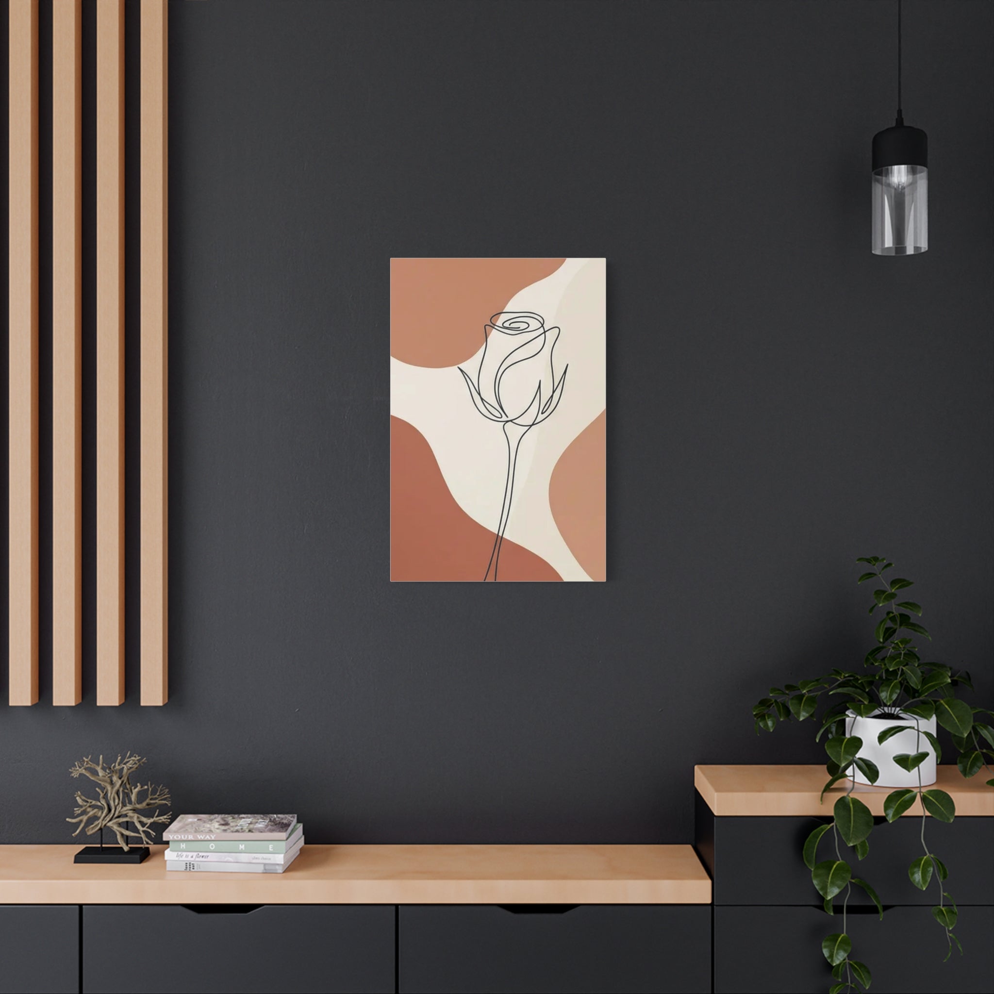 Rose Bud Terracotta Line Art