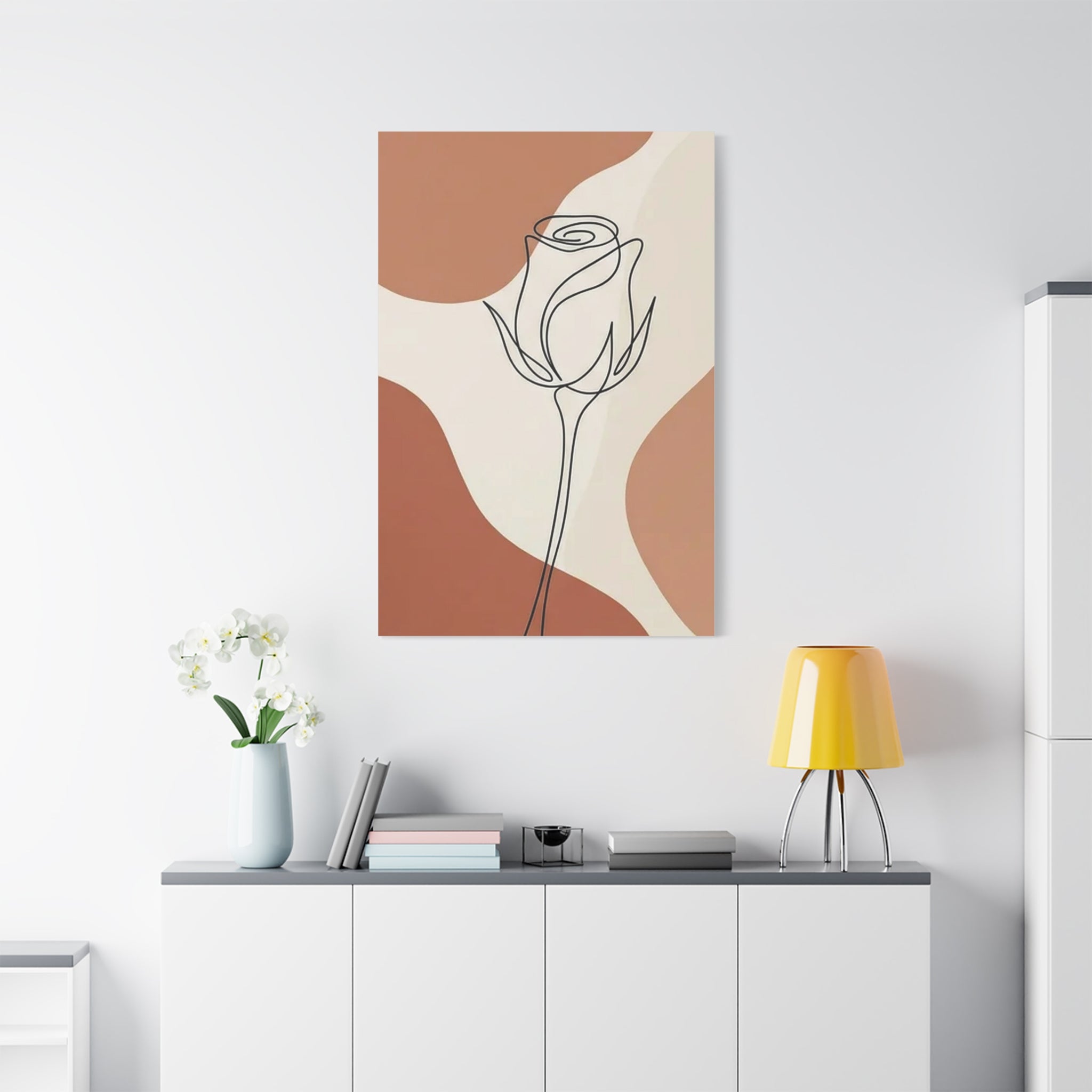 Rose Bud Terracotta Line Art