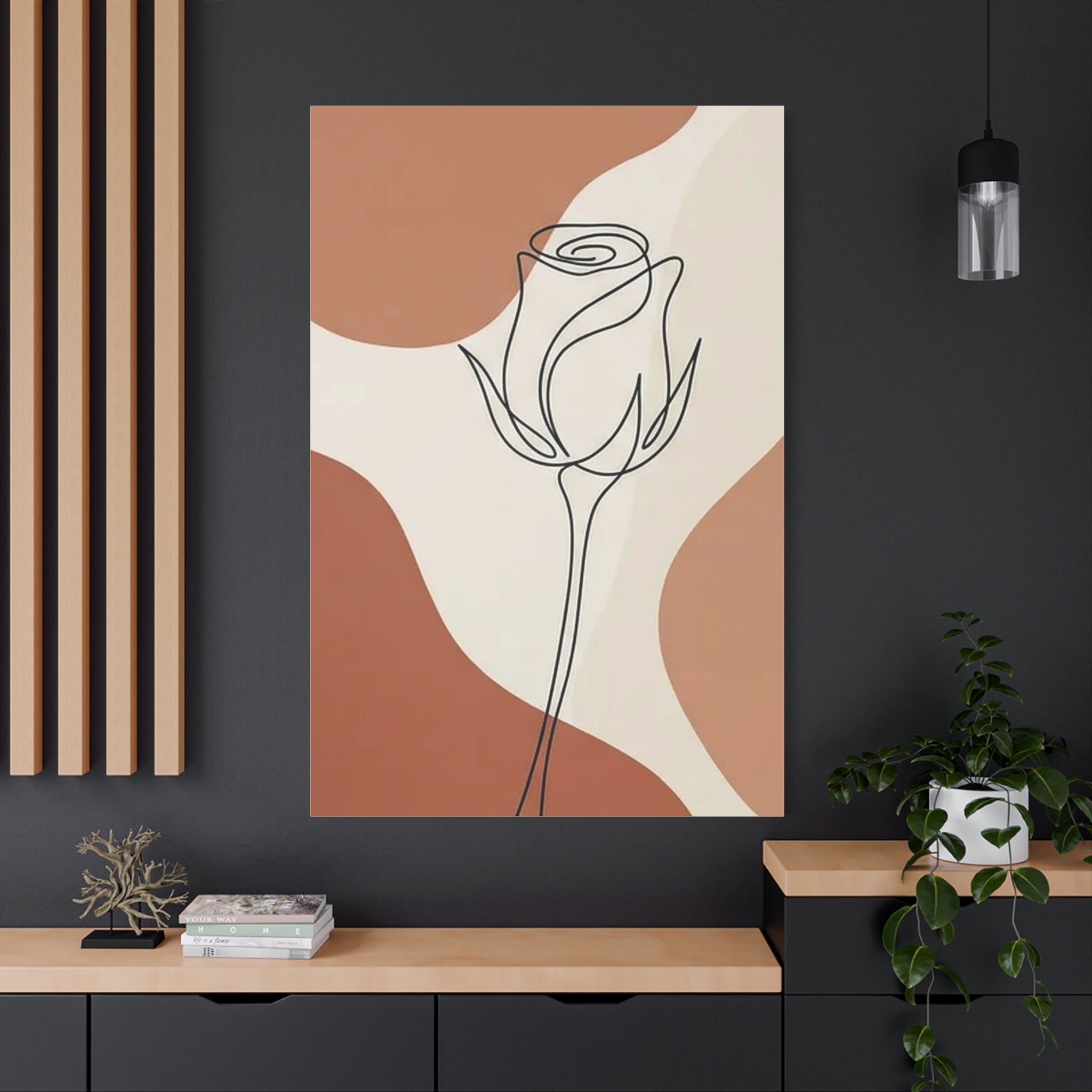 Rose Bud Terracotta Line Art