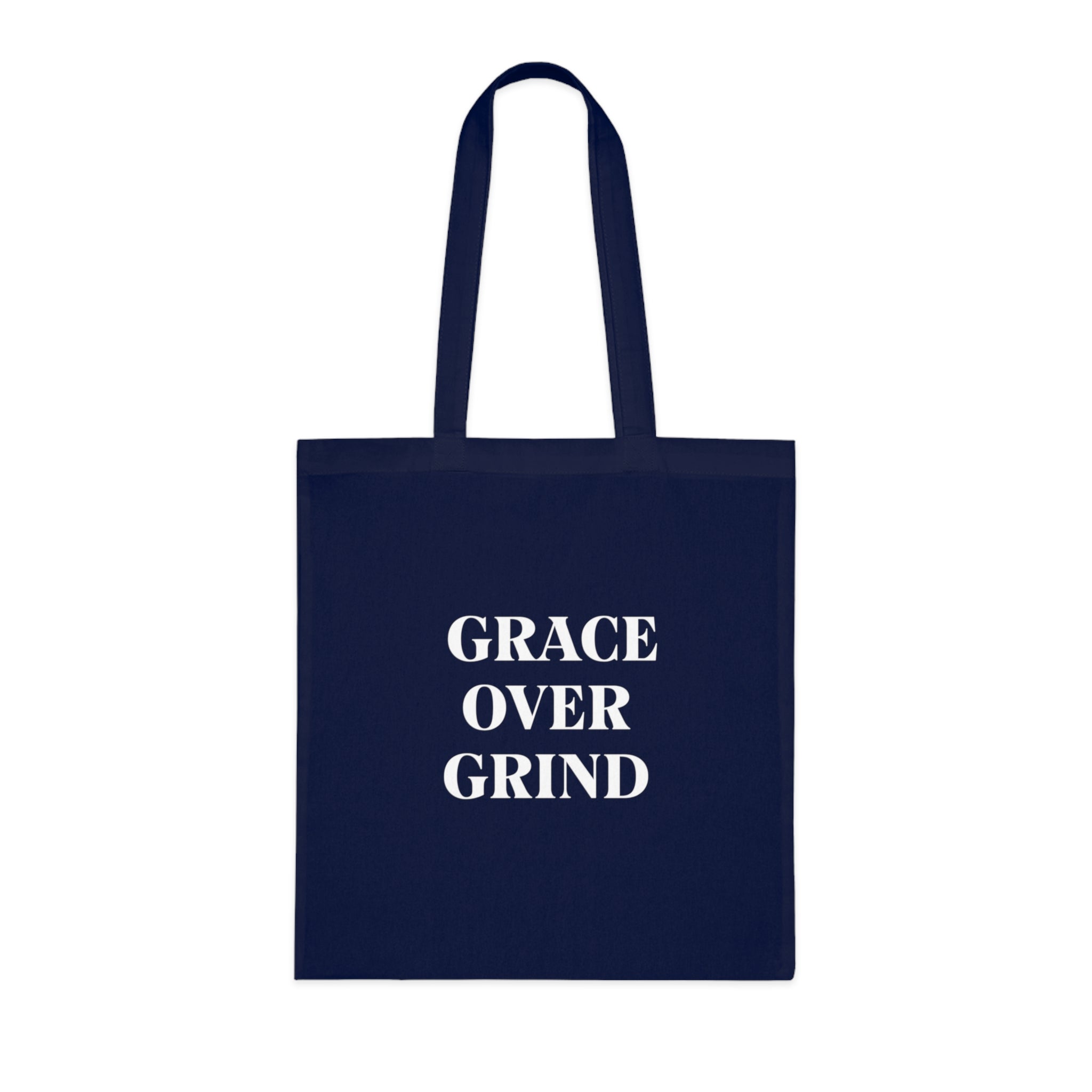 Grace Over Grind Tote Bag in Navy Blue — for the mom who stopped pushing through everything — ThrivingMoms