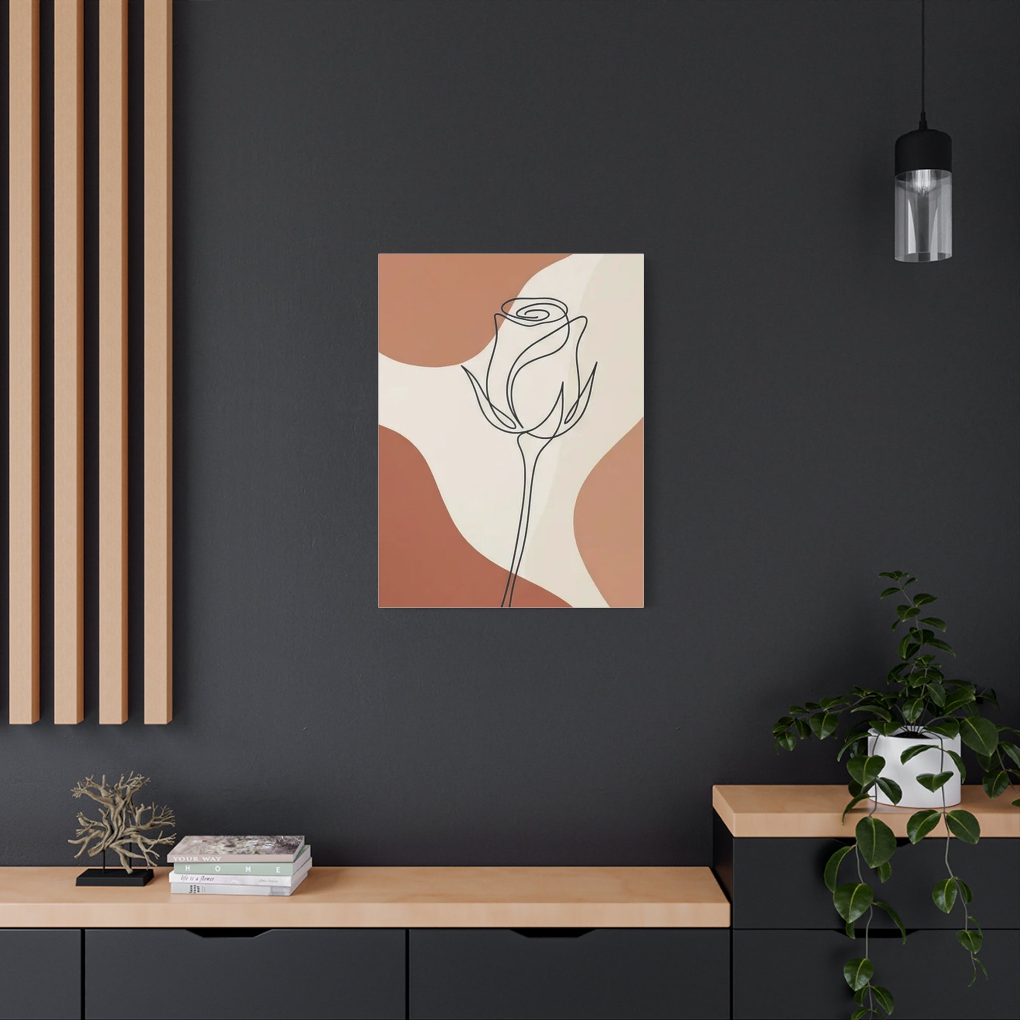 Rose Bud Terracotta Line Art