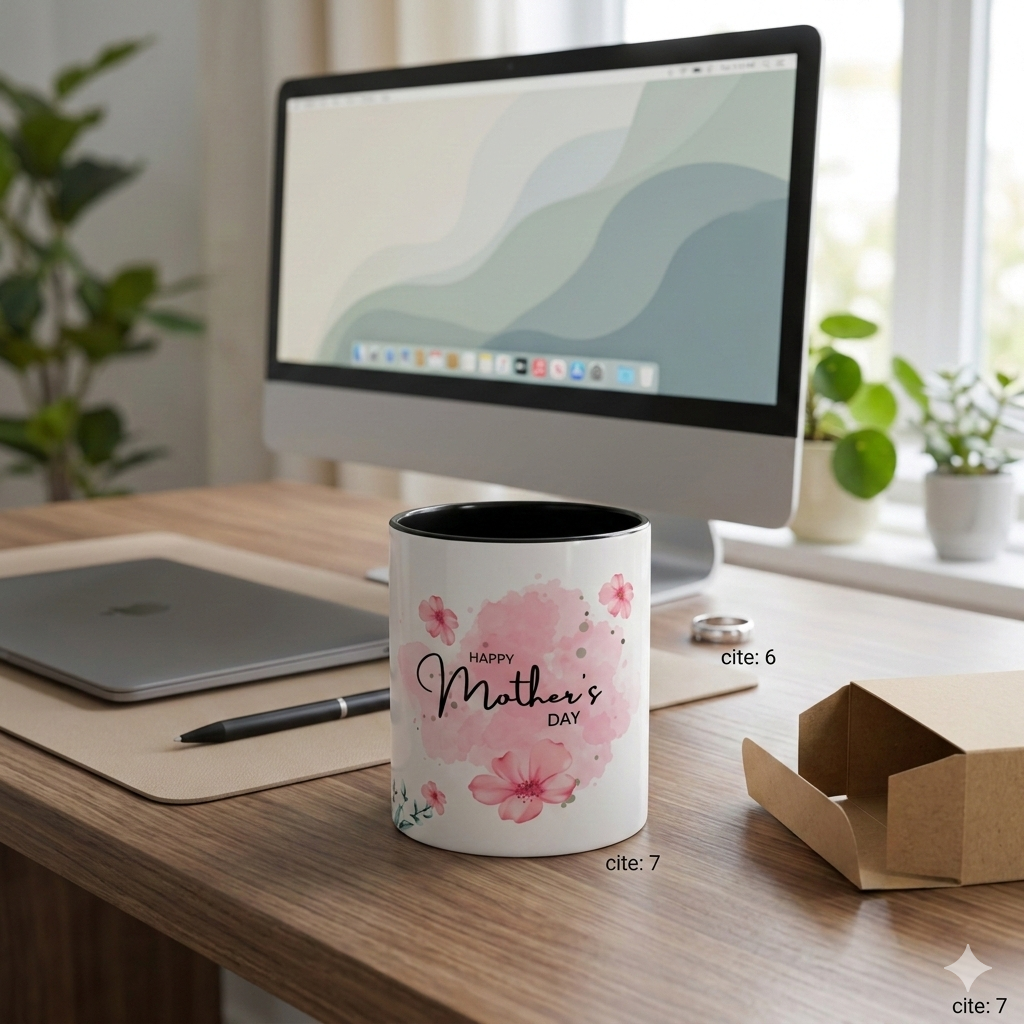 Mothers Day floral accent mug black - mug - gift for mom