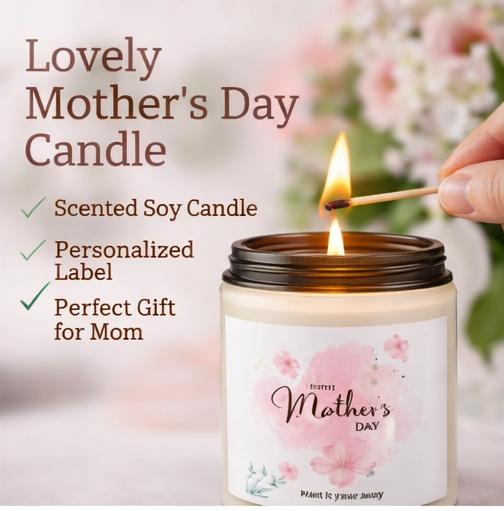 Mothers Day floral soy candle - candle - personalized gift for mom