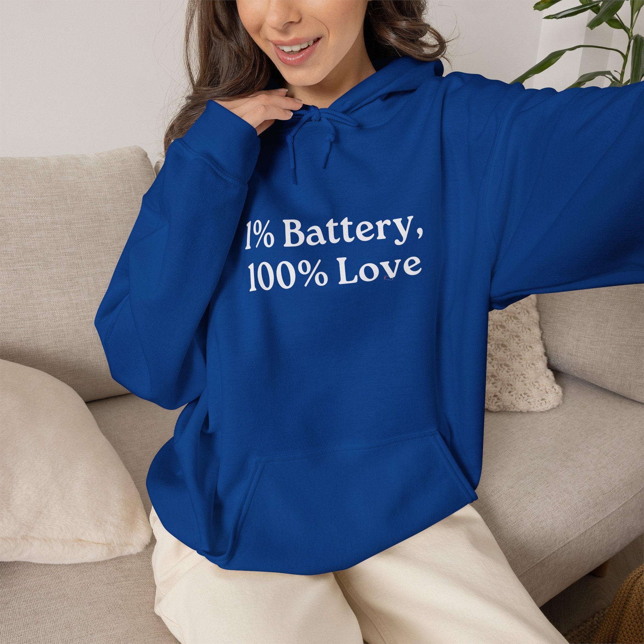 1% Battery 100% Love Hoodie in Royal Blue — pairs perfectly with the matching T-Shirt — ThrivingMoms