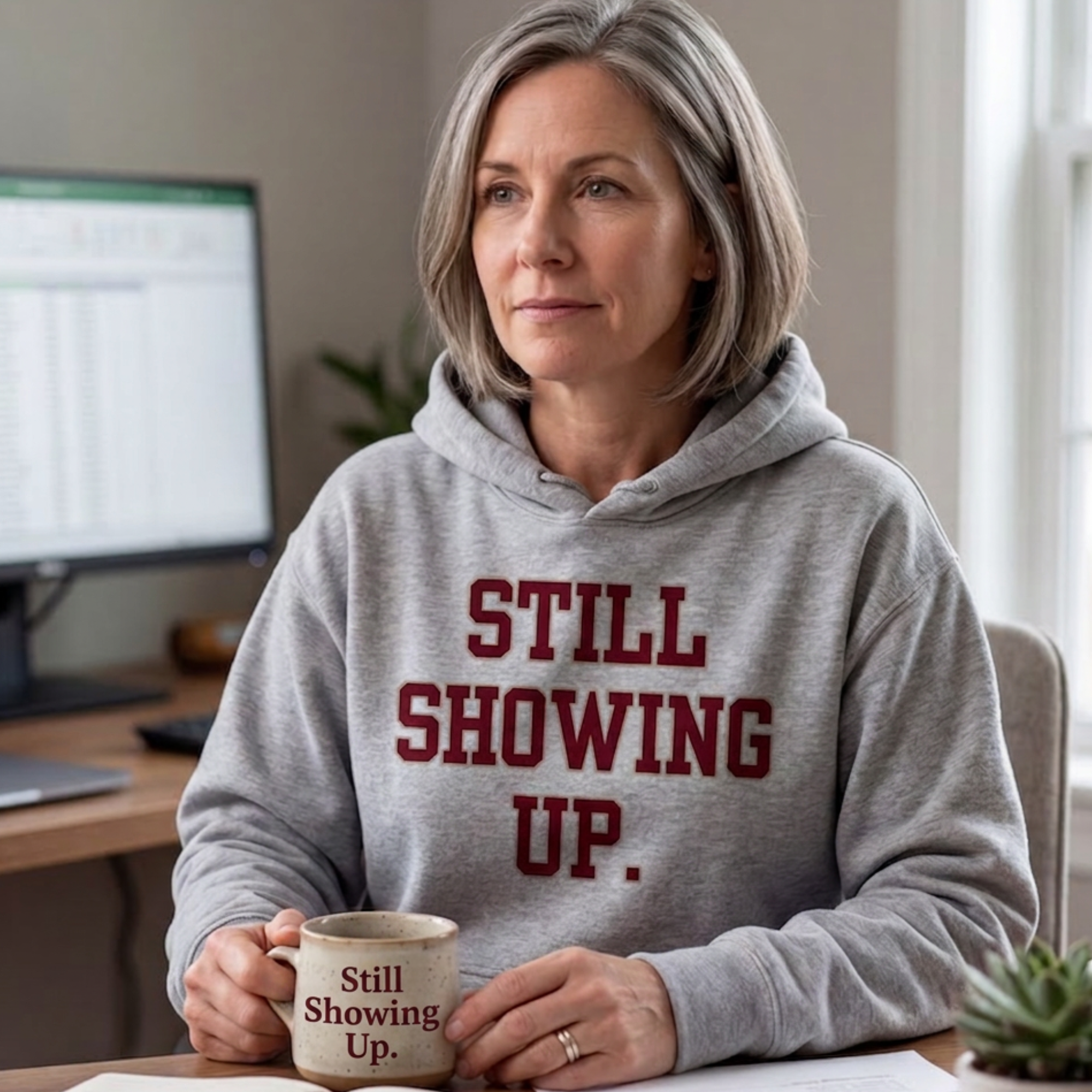Still Showing Up Essential Comfort Hoodie - Sport Grey - gift for moms