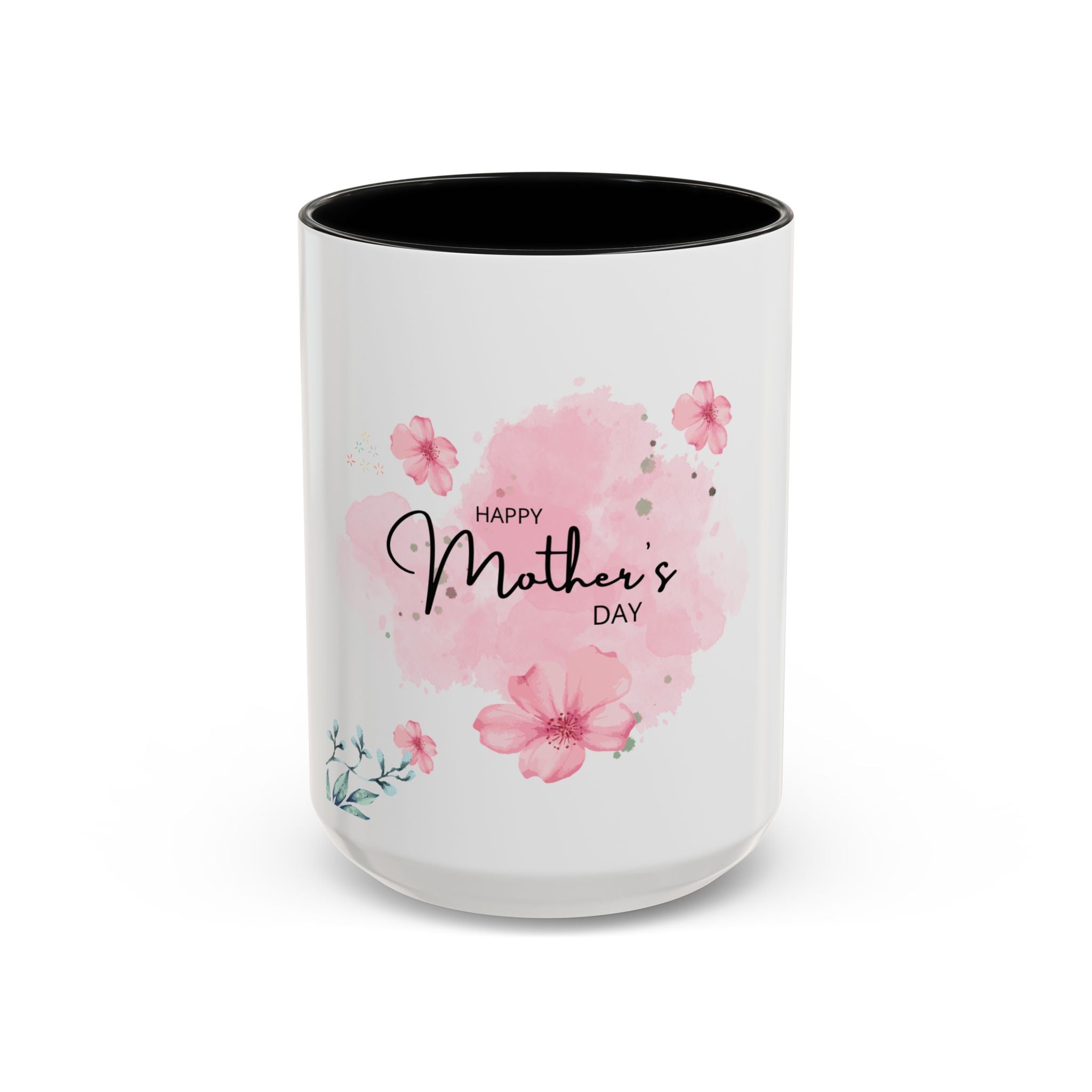 Mothers Day floral accent mug black - mug - gift for mom