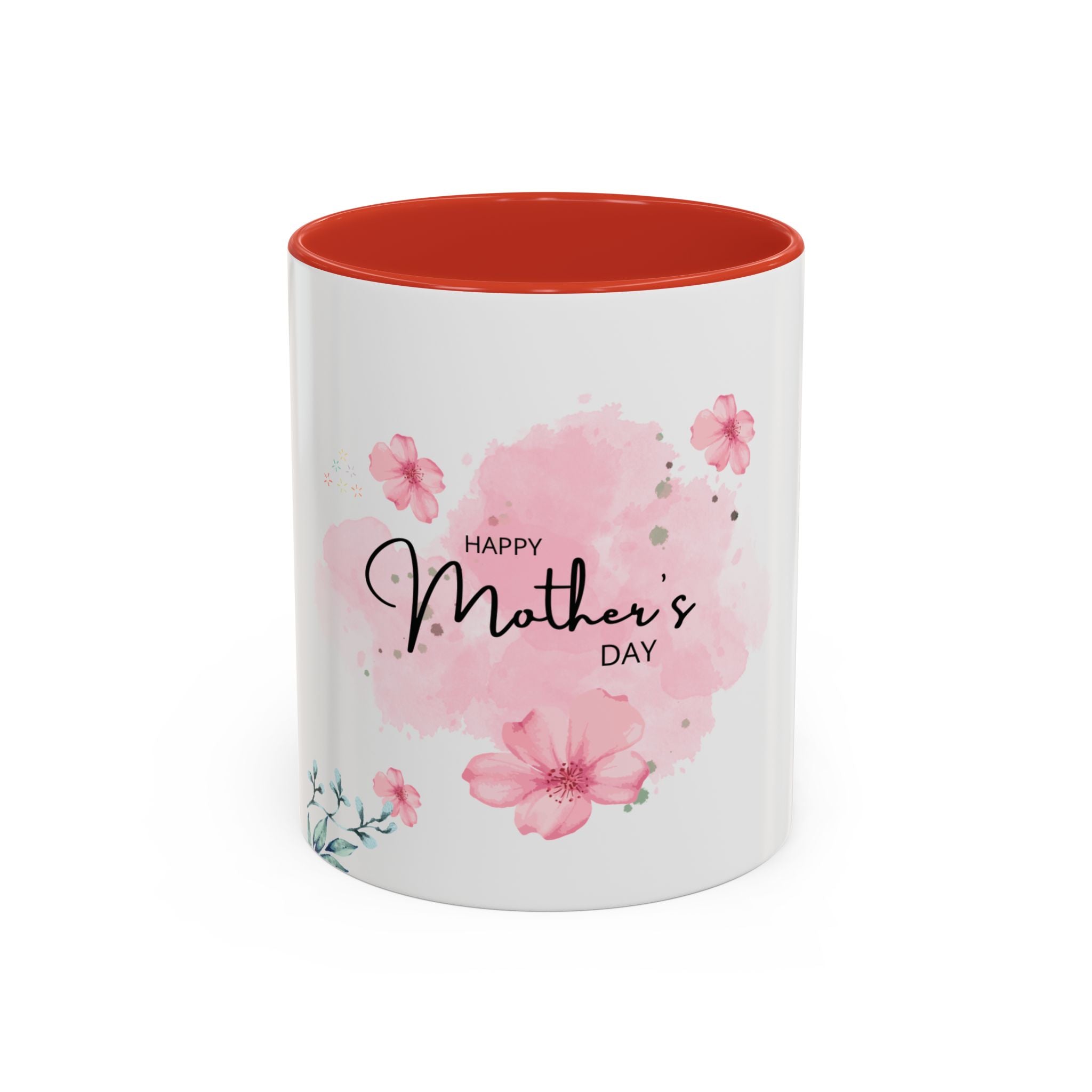 Mothers Day floral accent mug red - mug - gift for mom