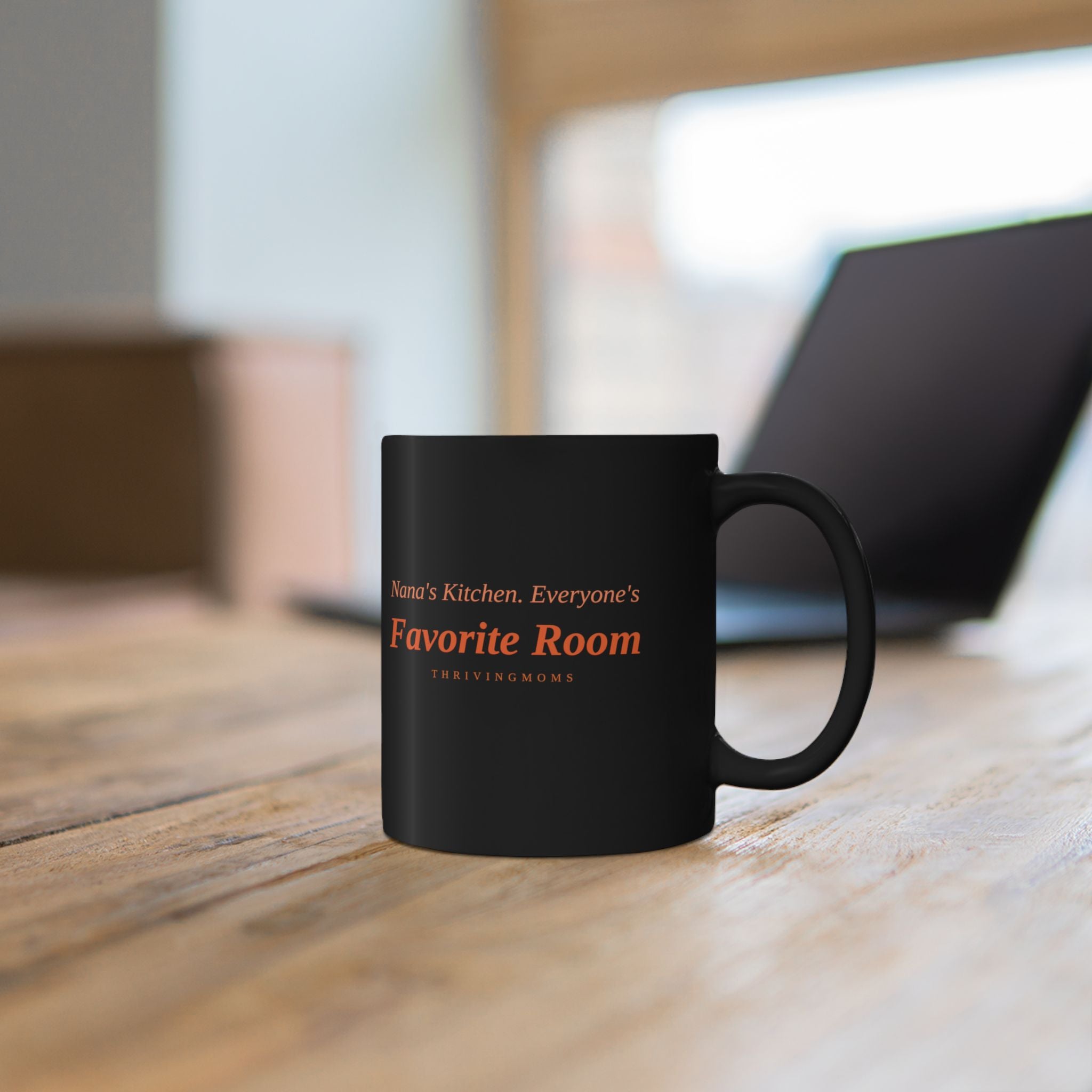 Nana's Kitchen, Everyone's Favorite Room — Black Ceramic Mug