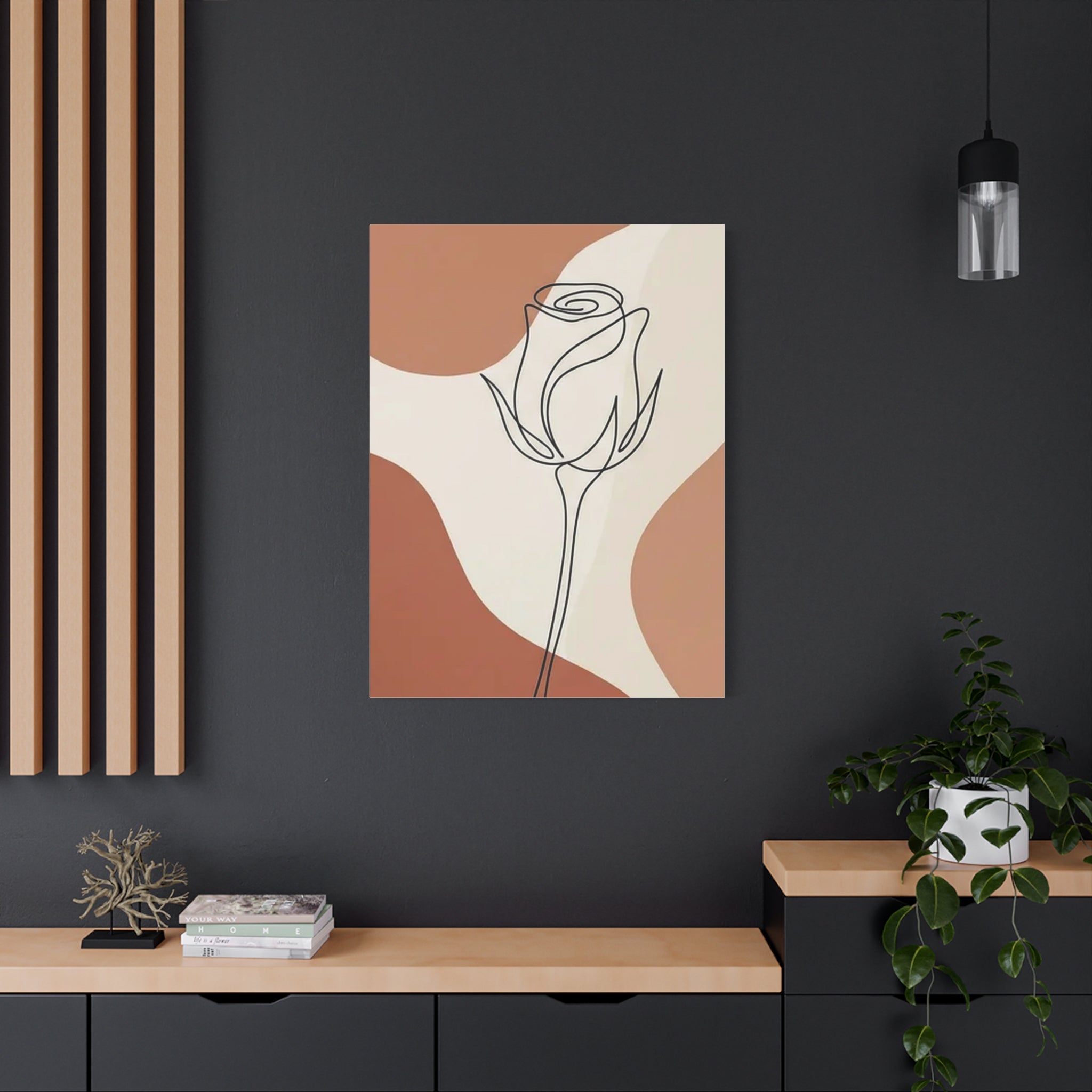 Rose Bud Terracotta Line Art