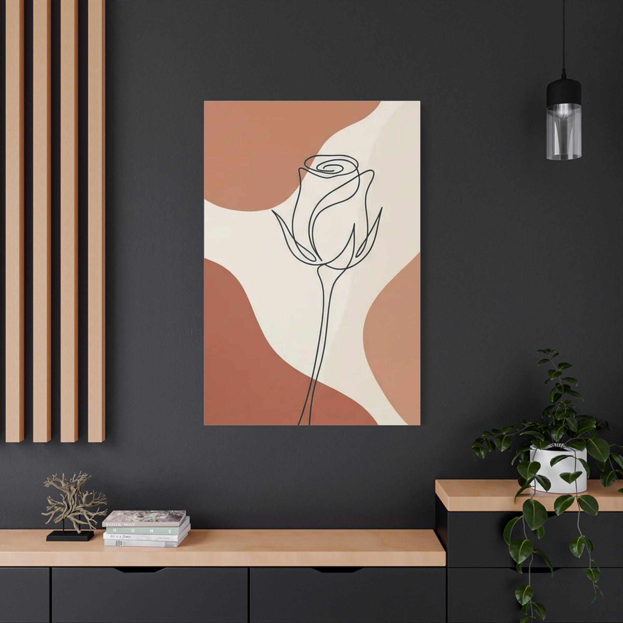 Rose Bud Terracotta Line Art