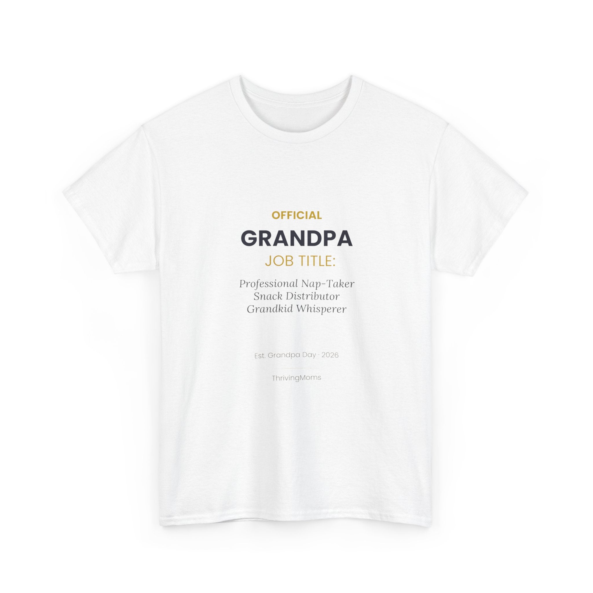 Official Grandpa Title T-Shirt in White — true-to-size, available S to 5XL — ThrivingMoms
