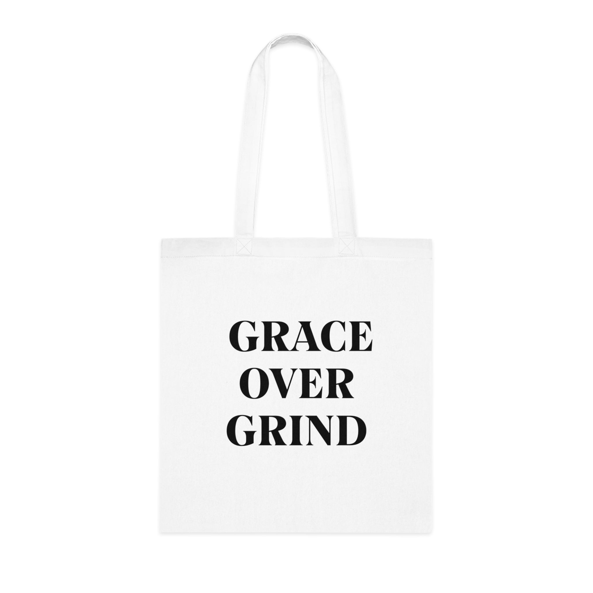 Grace Over Grind Tote Bag in White — for the mom who stopped pushing through everything — ThrivingMoms