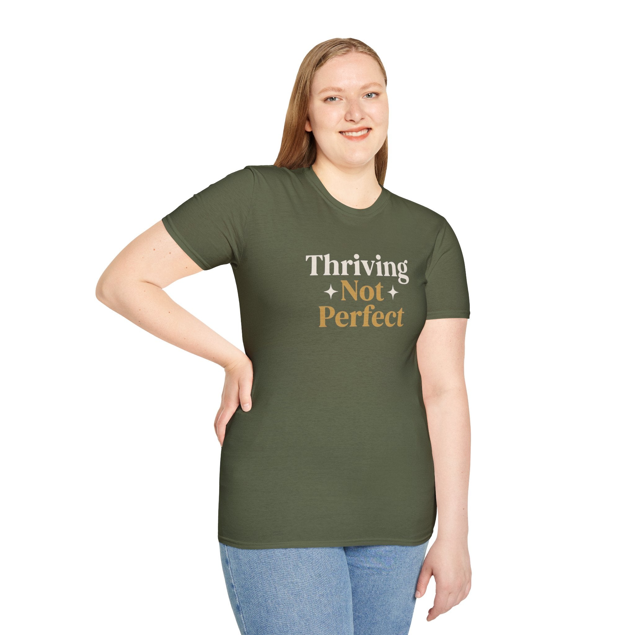 Thriving Not Perfect t-shirt military green - t-shirt - gift for moms