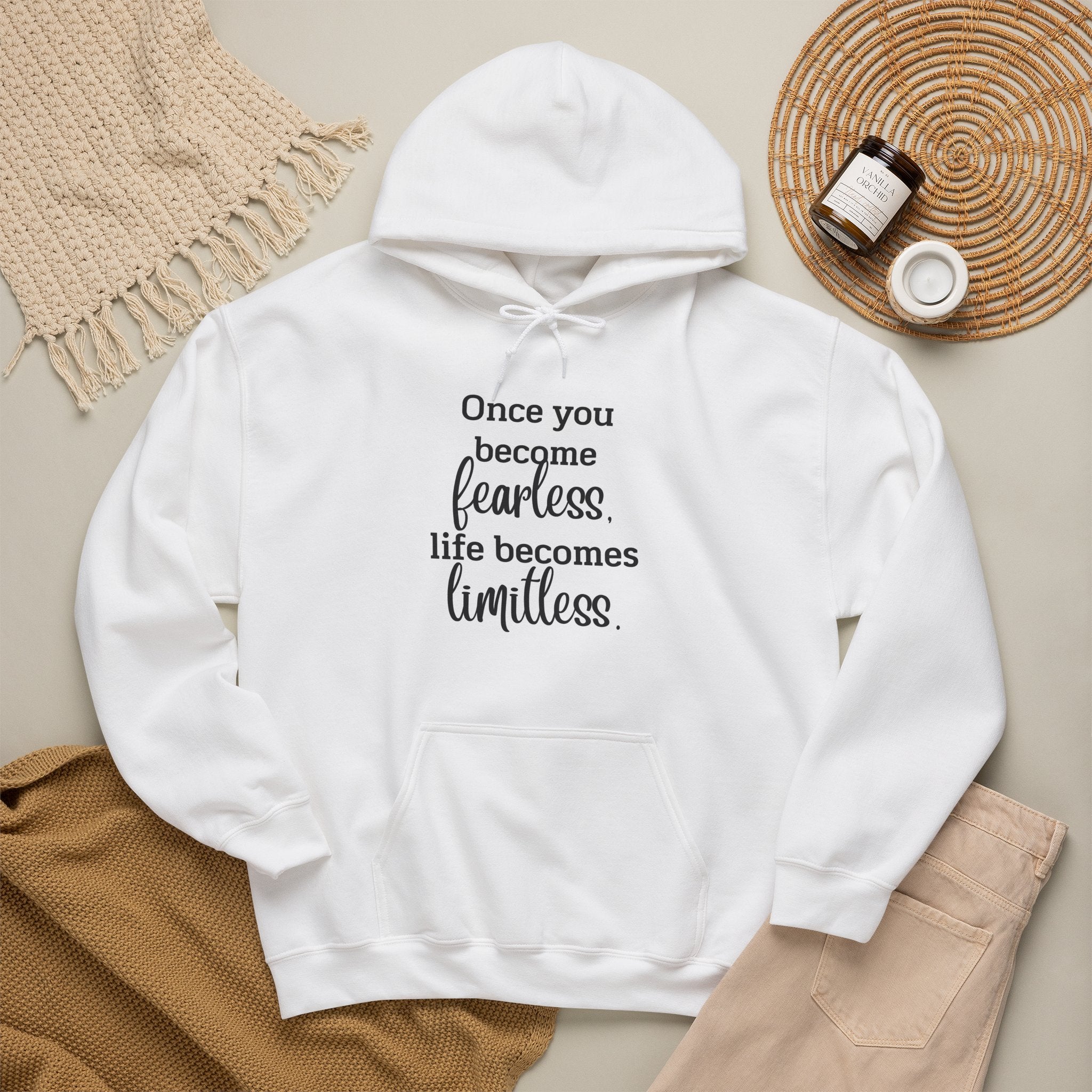 Fearless & Limitless Inspirational Hoodie — Motivational Quote Pullover for Women & Men