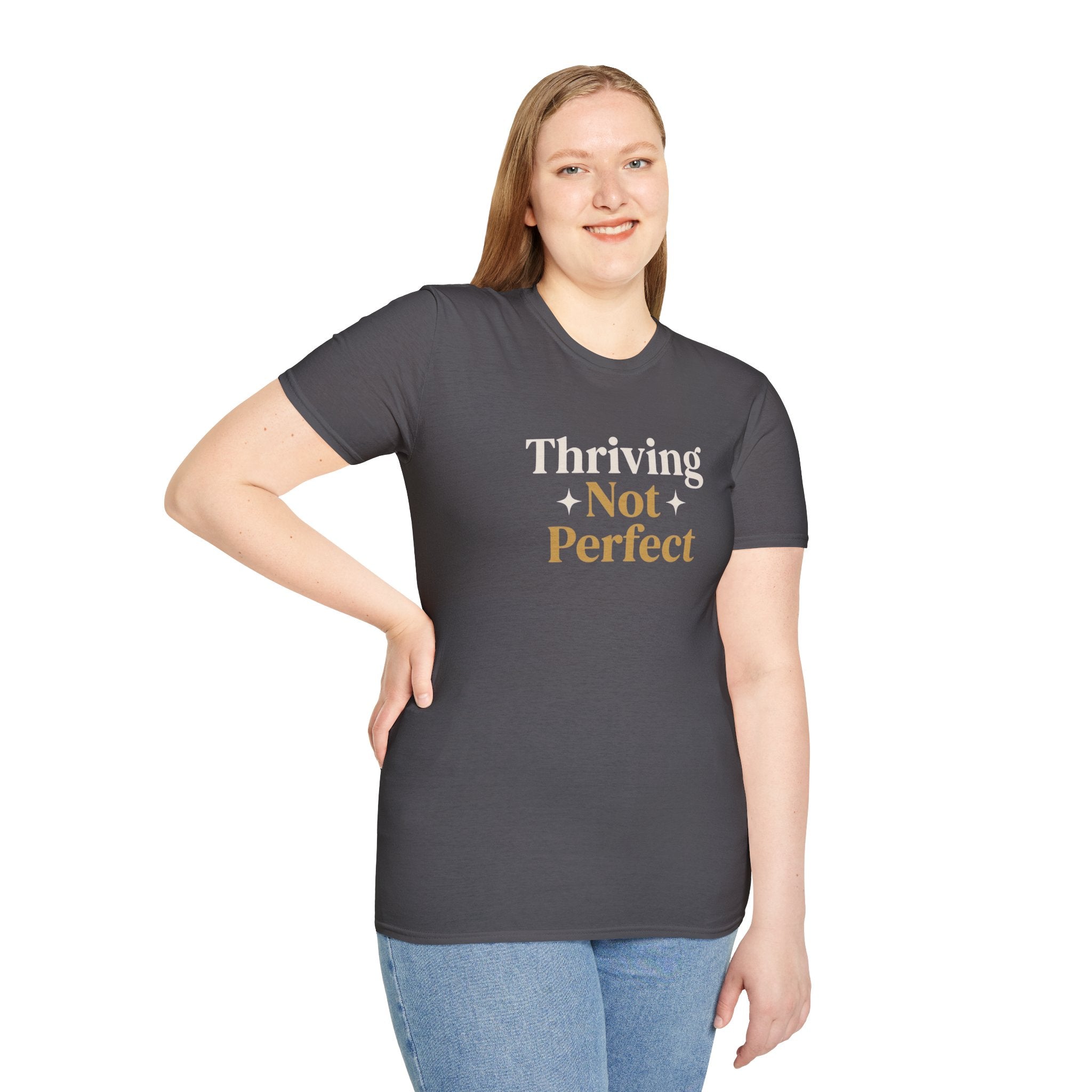 Thriving Not Perfect t-shirt charcoal - t-shirt - gift for moms