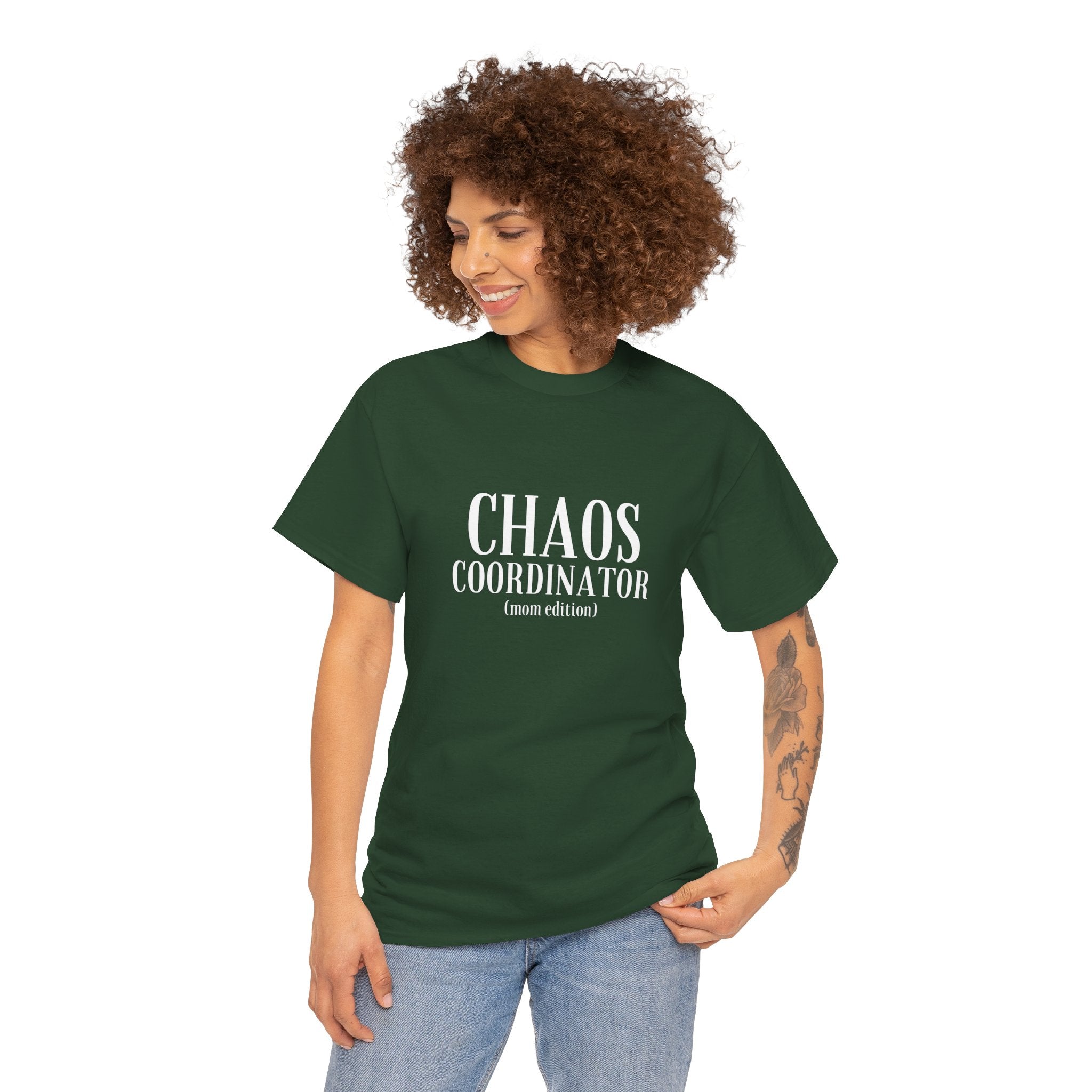Chaos Coordinator T-Shirt in Forest Green — soft cotton, worn with pride — ThrivingMoms