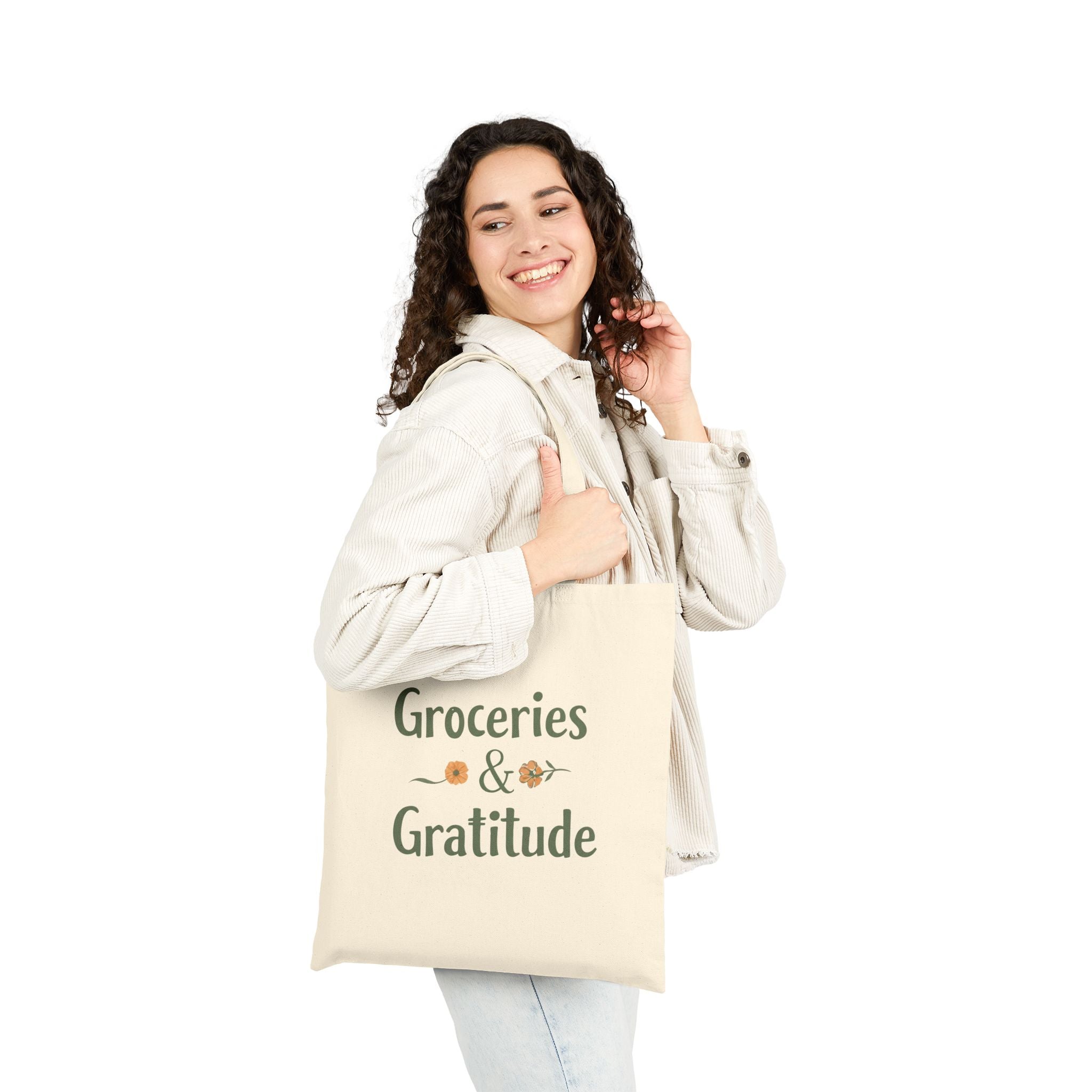 Groceries and Gratitude canvas tote bag beige - tote bag - funny gift for moms