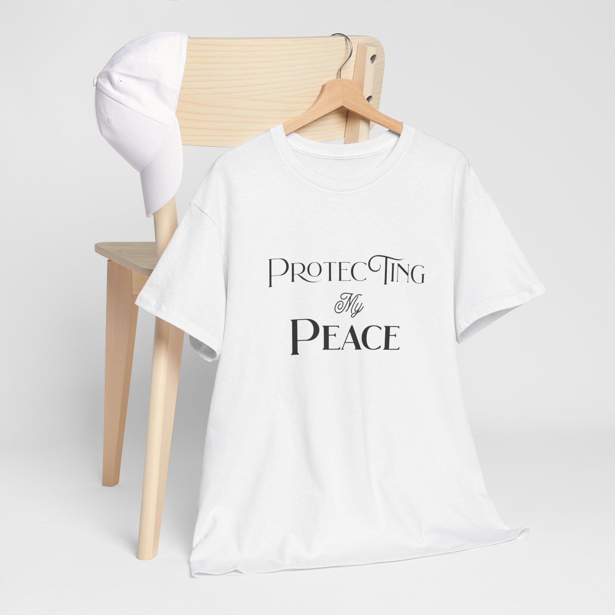 Protecting My Peace T-Shirt in White — because her peace is non-negotiable — ThrivingMoms