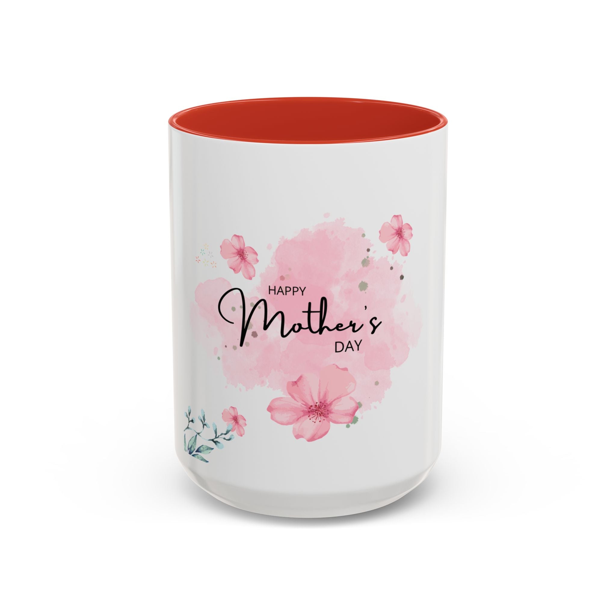 Mothers Day floral accent mug red - mug - gift for mom