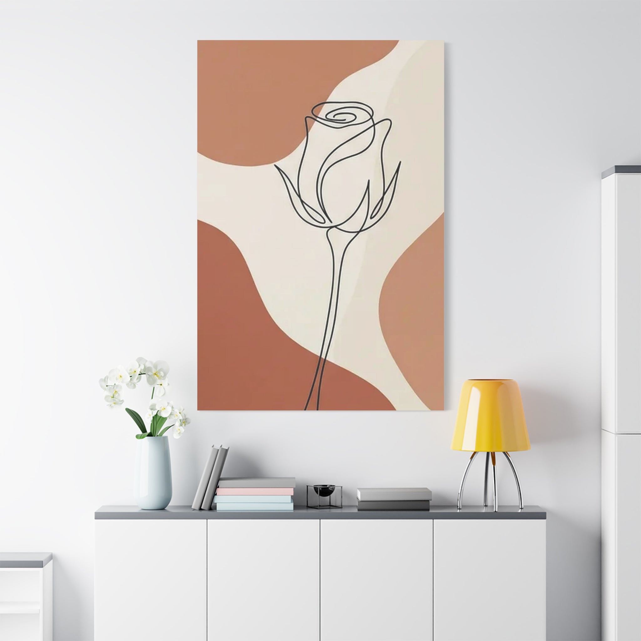 Rose Bud Terracotta Line Art