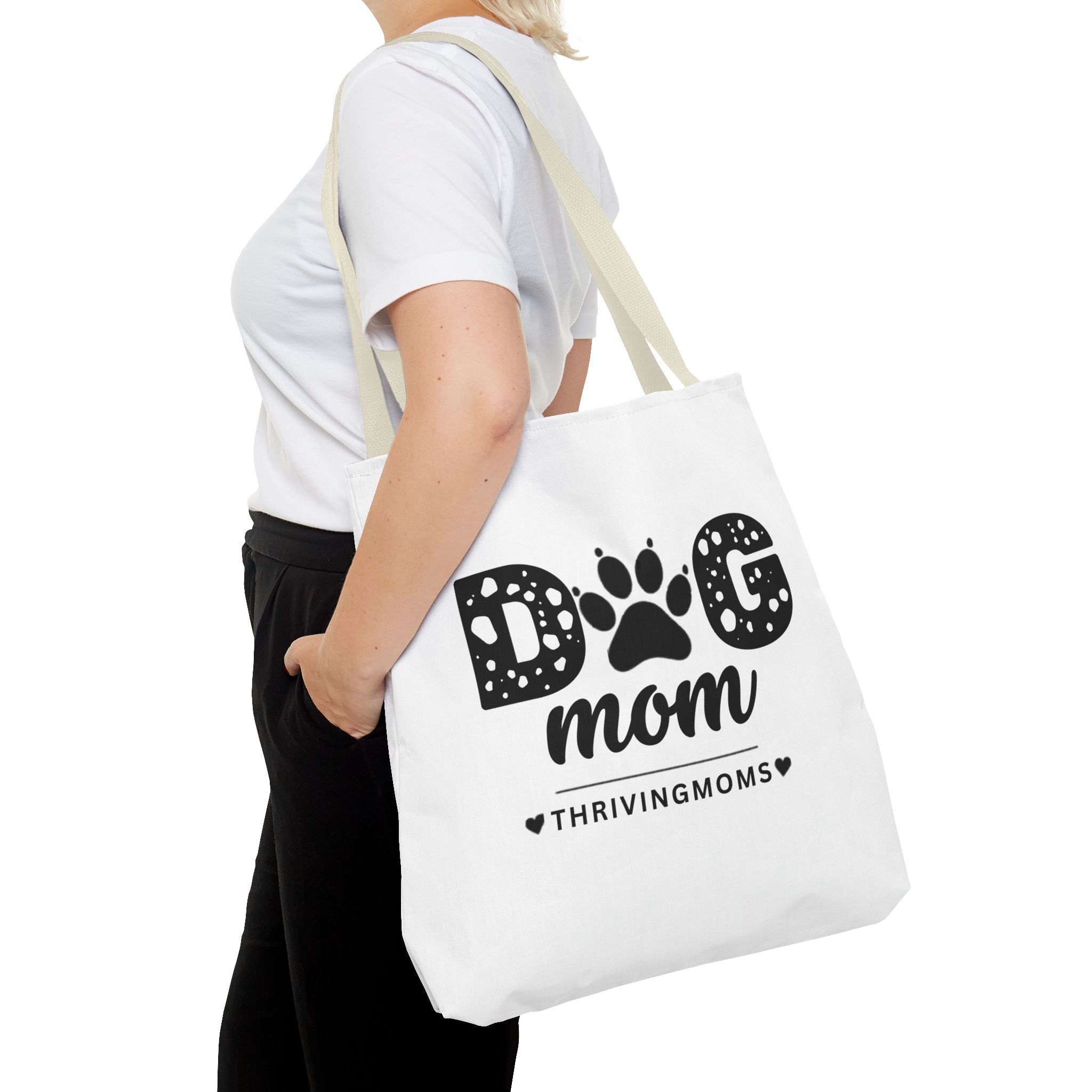 Dog Mom Tote Bag Beige — for the mom whose dog goes everywhere with her — ThrivingMoms