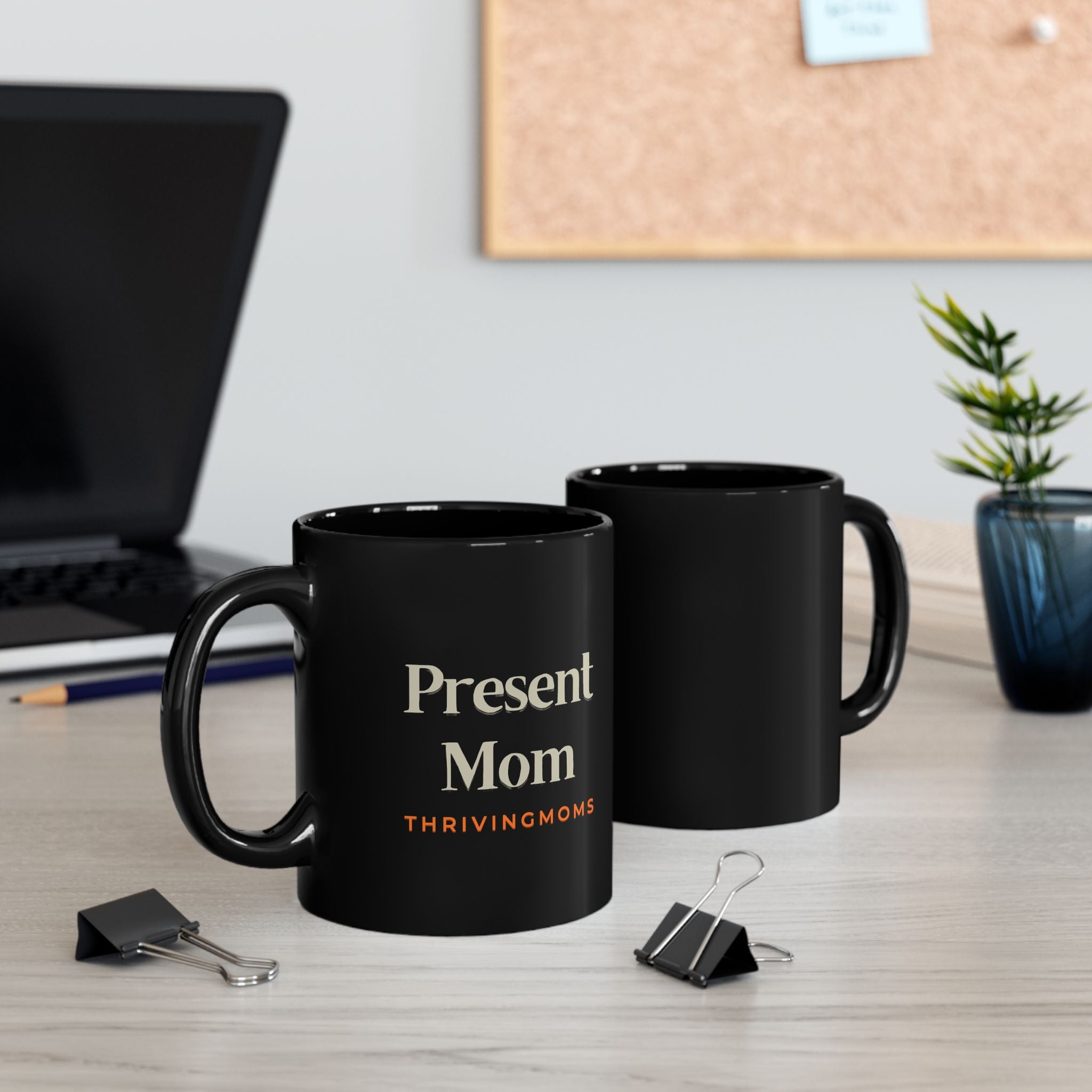 Present Mom — Black Ceramic Coffee Mug (11oz & 15oz)