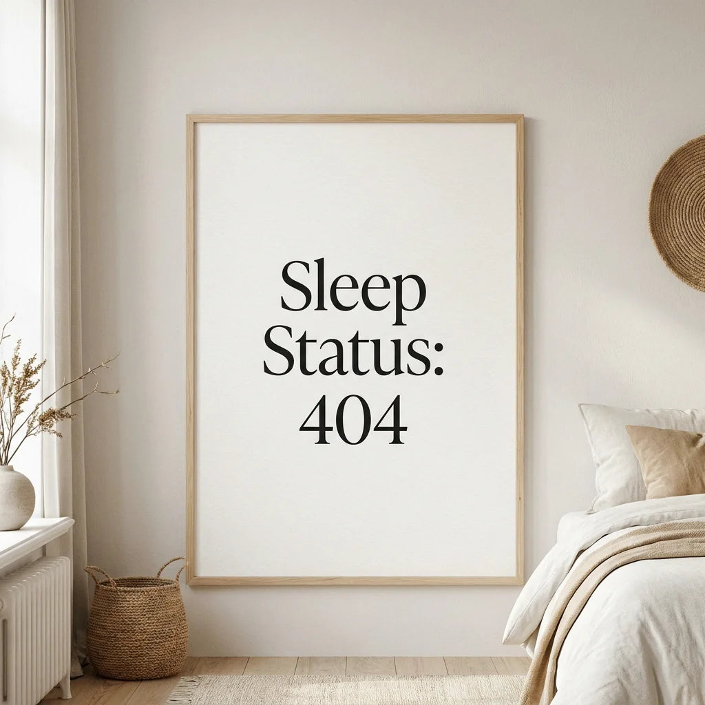 "Sleep Status: 404" Digital Print (Off-White)