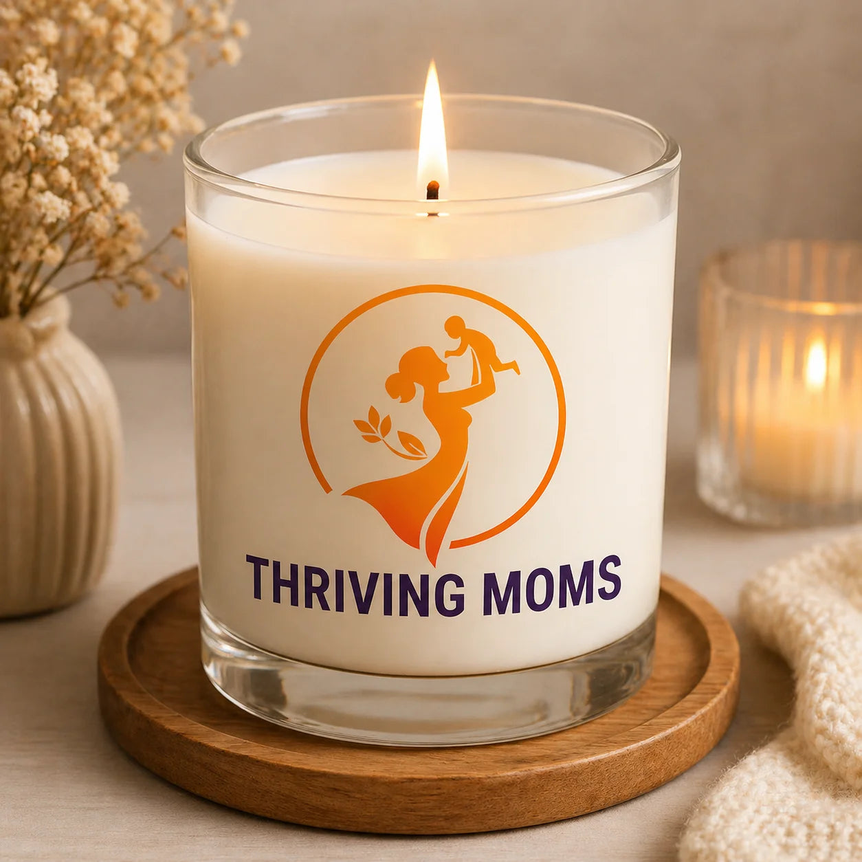 ThrivingMoms scented candle clean cotton - candle - self-care gift for moms