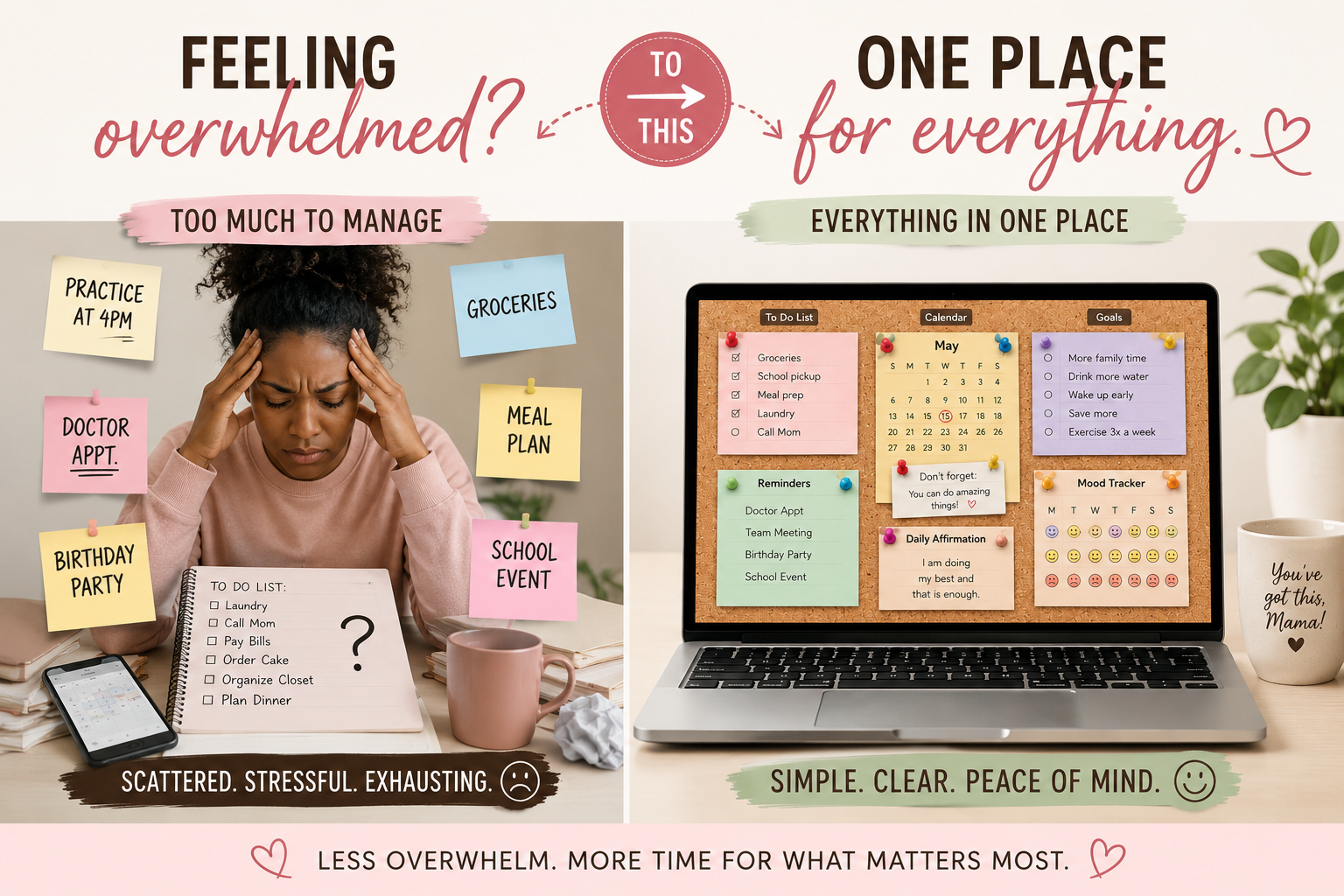 ThrivingMoms Cork Board Daily Planner