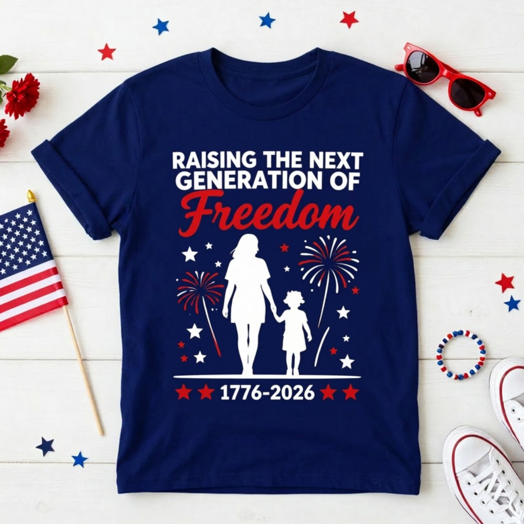 Raising the Next Generation of Freedom — Patriotic Mom T-Shirt