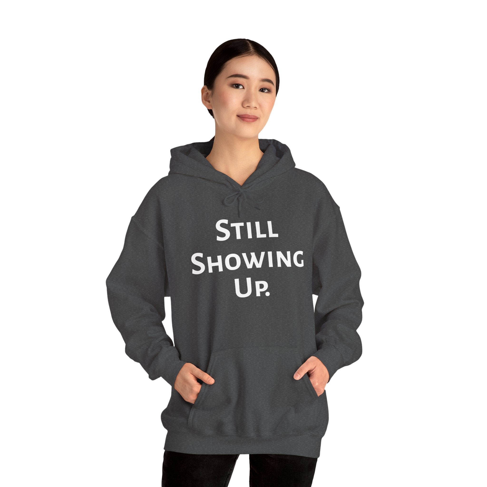 Still Showing Up hoodie in sports gray — ThrivingMoms mom life apparel