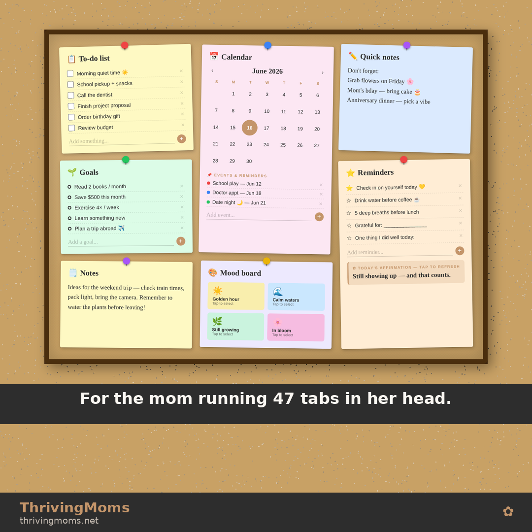 ThrivingMoms Cork Board Daily Planner