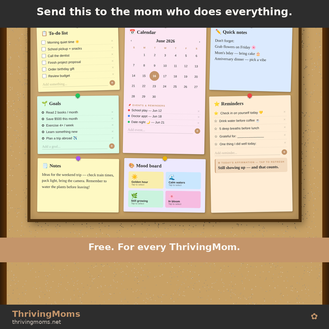 ThrivingMoms Cork Board Daily Planner
