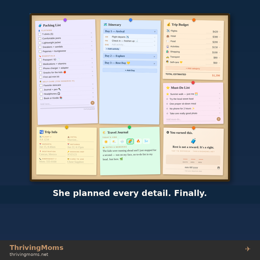 ThrivingMoms Travel Planner