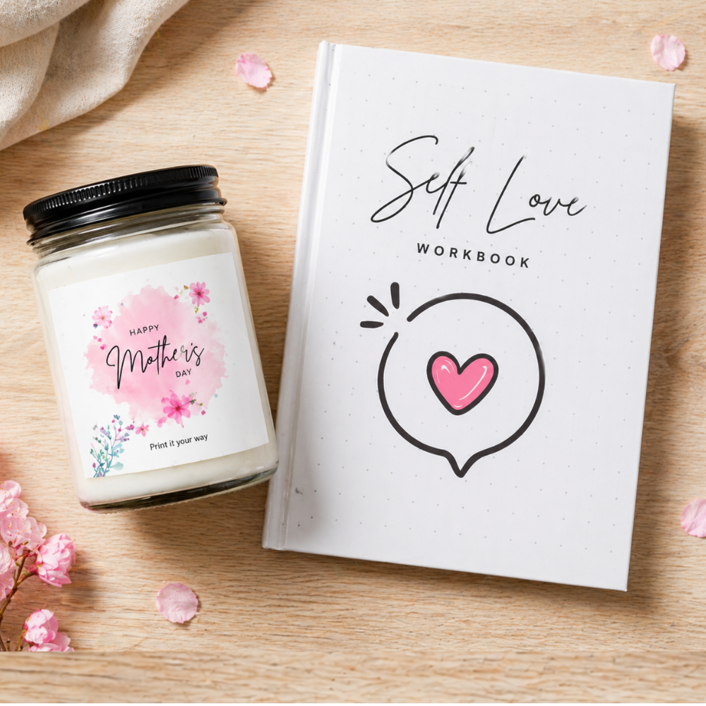Mom Reset Kit bundle candle and self love workbook - self-care gift set for moms - gift for moms