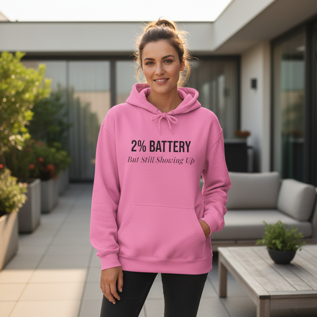2% Battery But Still Showing Up — Hoodie